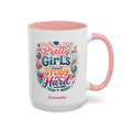 Personalized Back to School Mug, Pretty Girls Study Hard Pink Inspirational Study Quote Mug