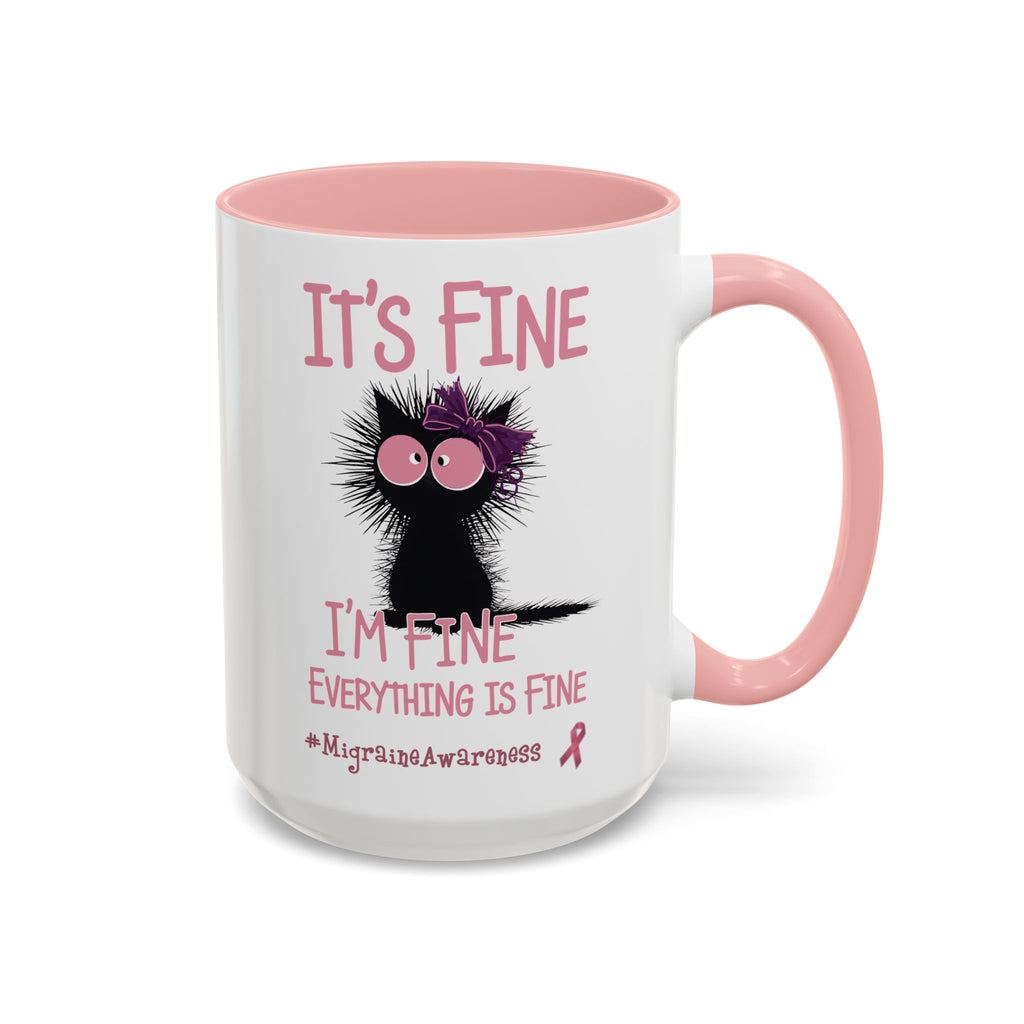 Migraine Awareness Mug, Pink Self Care Gift Cup, Herbal Tea Mug, Overstimulated Migraine Anxiety Mug, Everything Is Fine