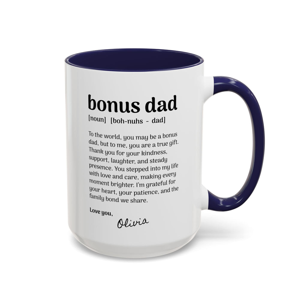 Personalized Bonus Dad Gift, Fathers Day Mugs, Custom Step Dad Gifts Coffee Mug, Personalizable Dad Cup