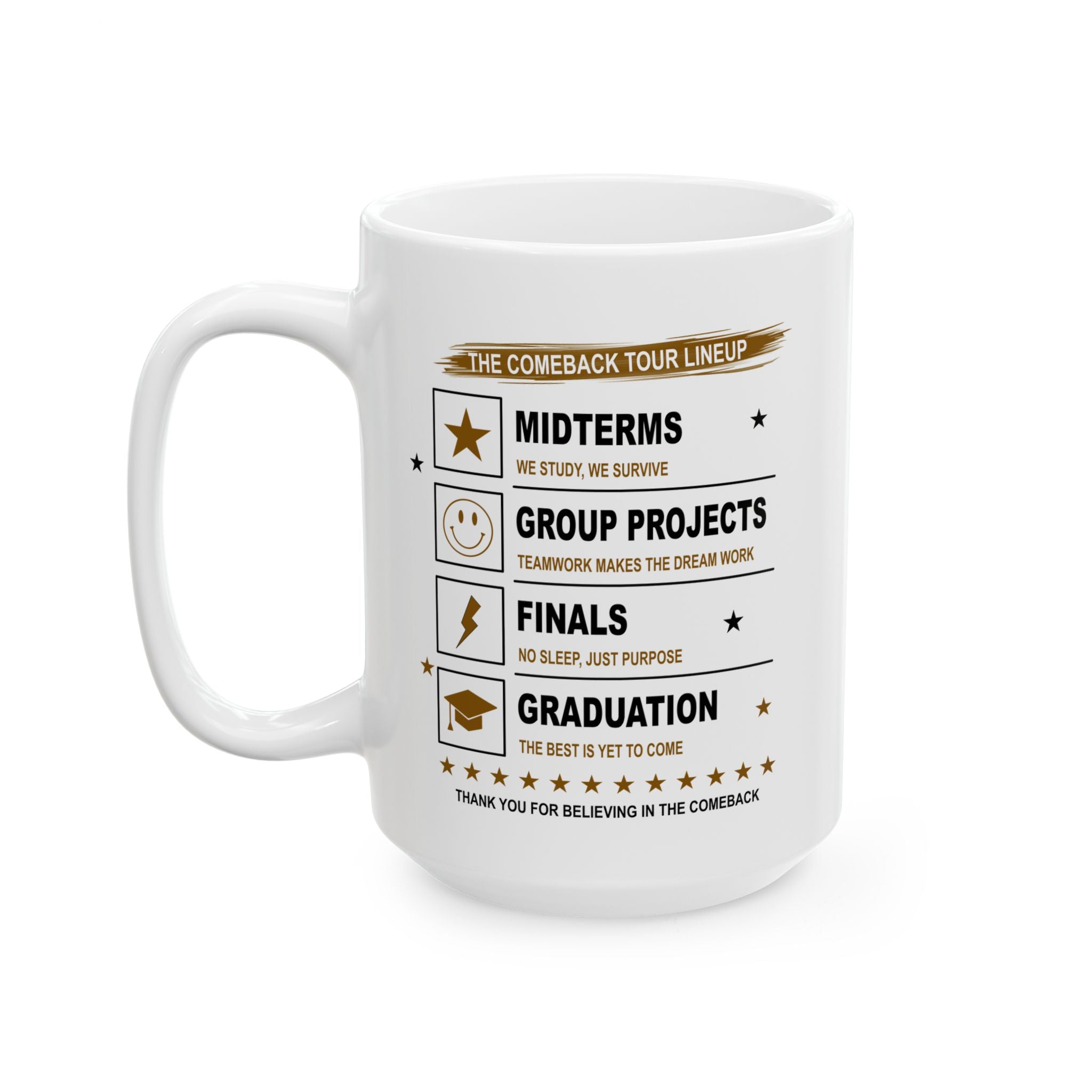 Personalized Back to School College Mug, Academic Student Ceramic Cup
