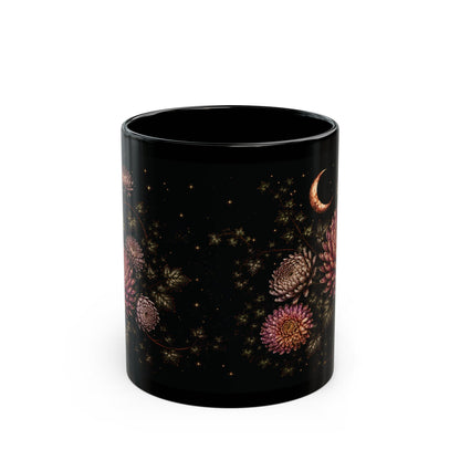Chrysanthemum Moonlit Halloween Personalized Black Mug