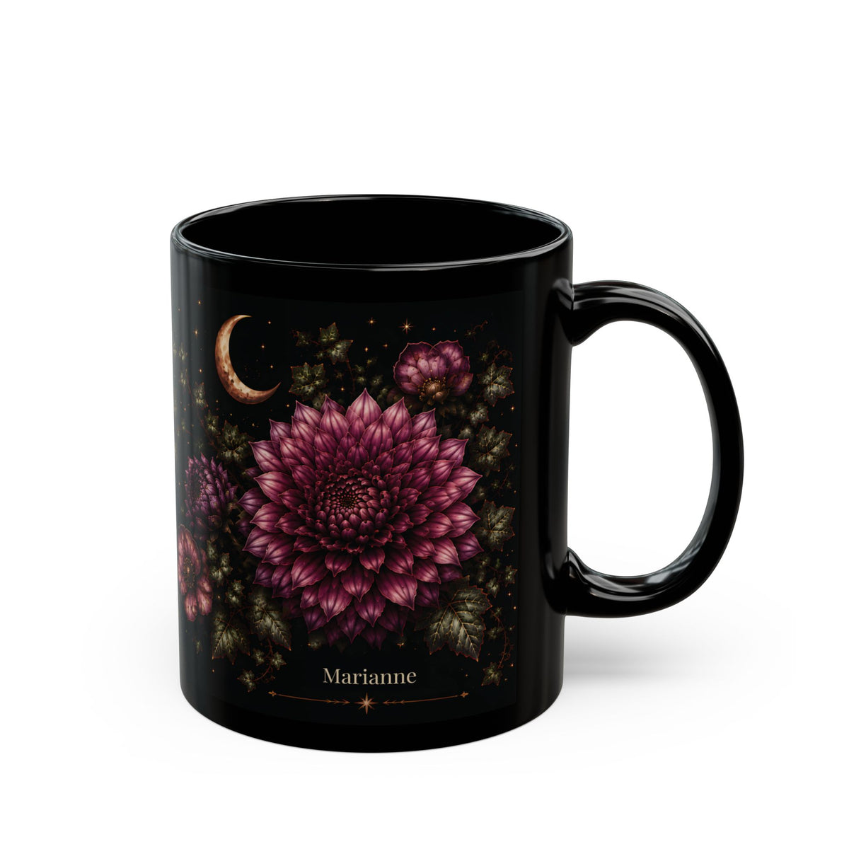 Dahlia Moonlit Halloween Personalized Black Mug