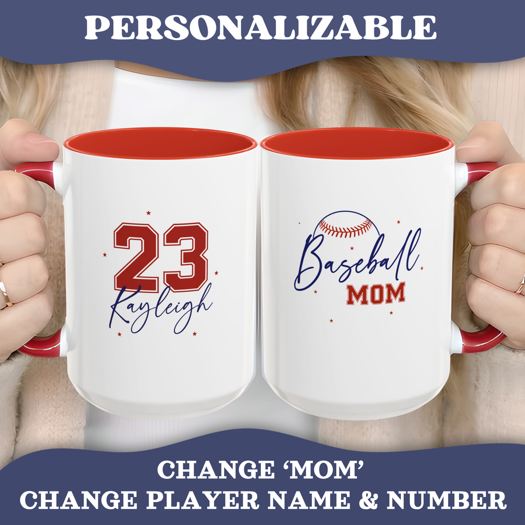 Personalized Baseball Family Mug – Player Name & Number Accent Design