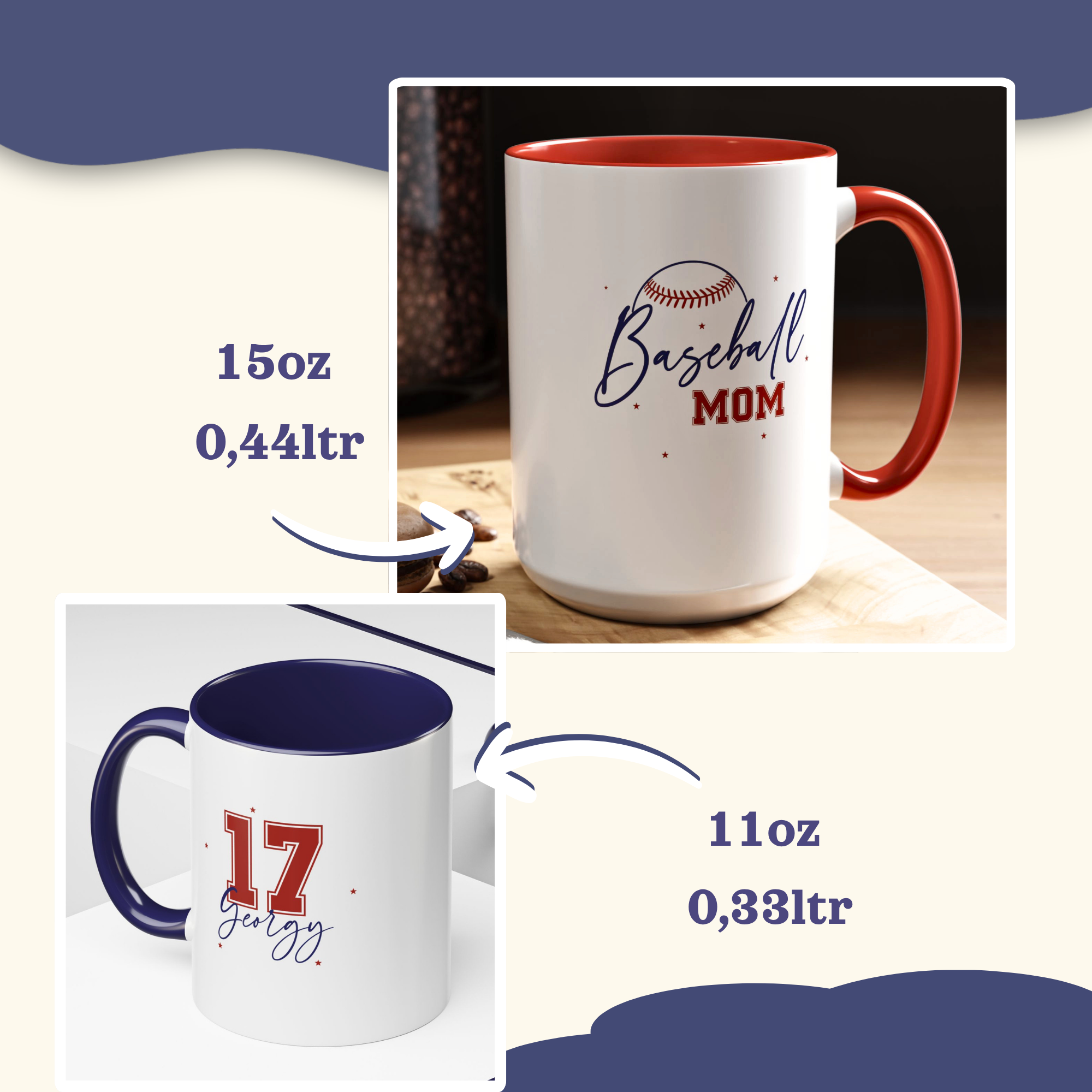 Personalized Baseball Family Mug – Player Name & Number Accent Design
