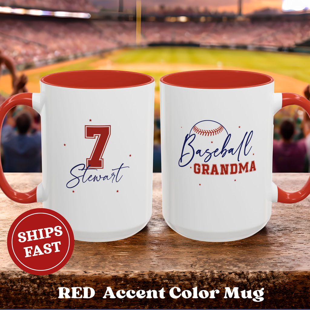 Personalized Baseball Family Mug – Player Name & Number Accent Design