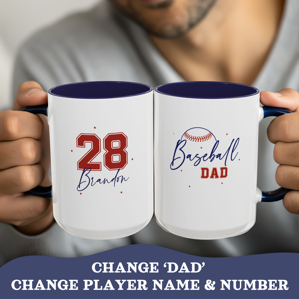 Personalized Baseball Family Mug – Player Name & Number Accent Design