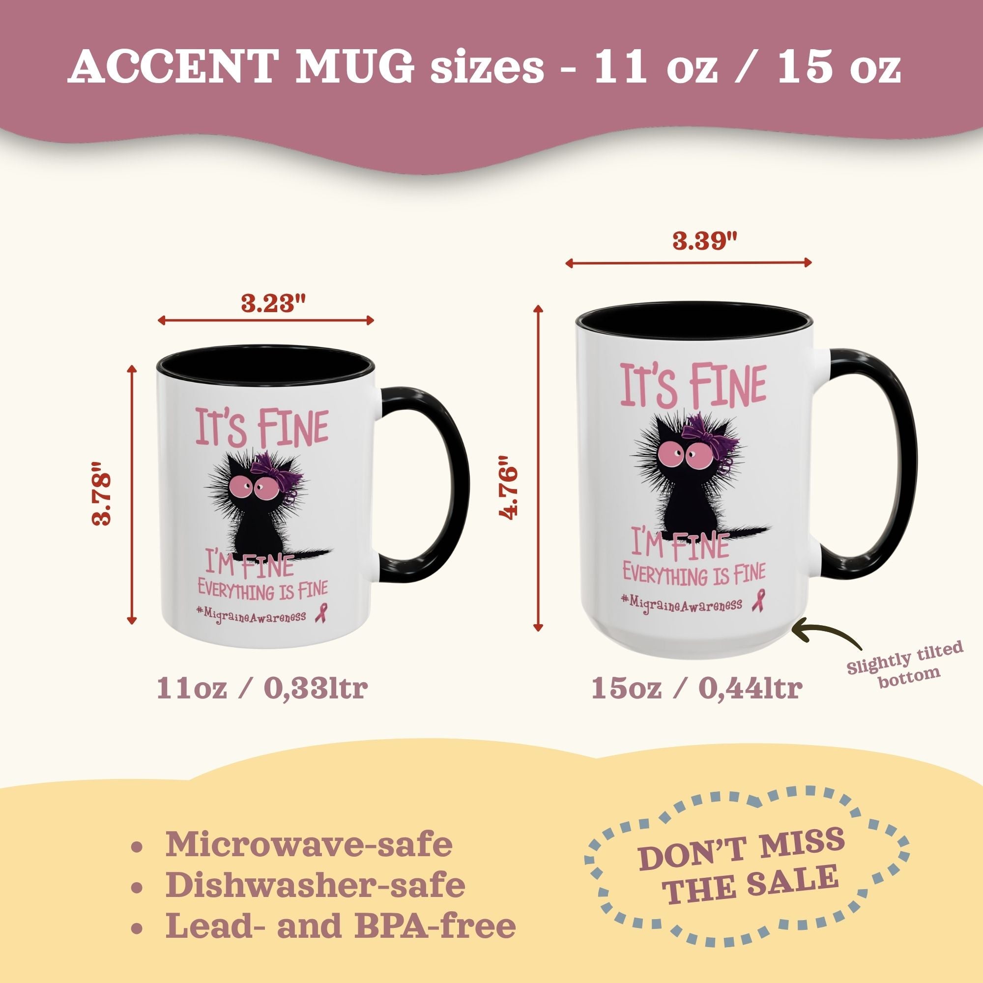 Migraine Awareness Mug, Pink Self Care Gift Cup, Herbal Tea Mug, Overstimulated Migraine Anxiety Mug, Everything Is Fine