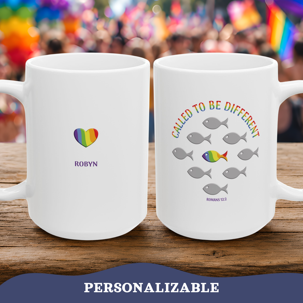 Personalized Gay Mugs, LGBTQ subtle pride merch, Pride Month Rainbow Cup