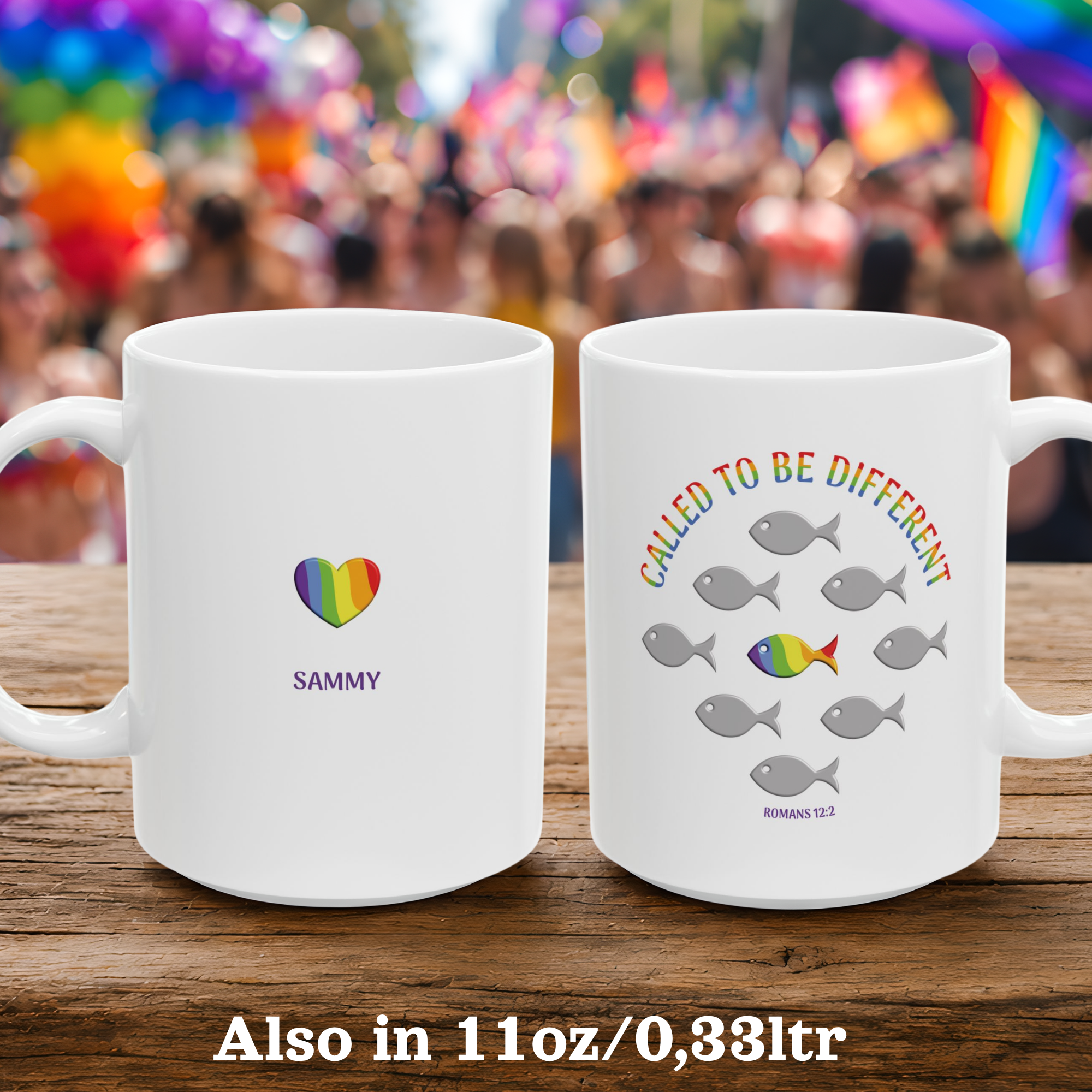 Personalized Gay Mugs, LGBTQ subtle pride merch, Pride Month Rainbow Cup