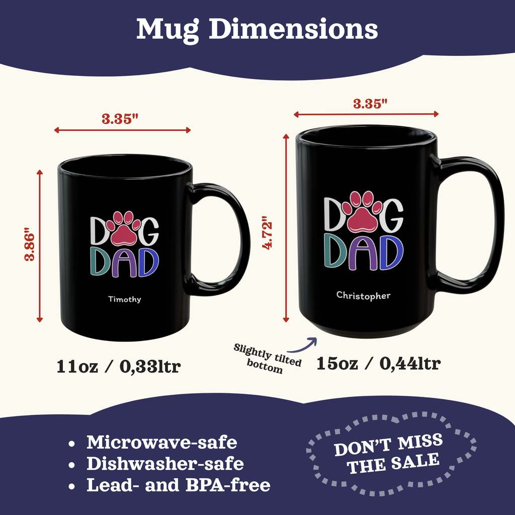Custom Dog Mug, Personalized Dog Dad Gifts Cup, Fathers Day Mug, Dog Dad Mug, Gift for him Mug