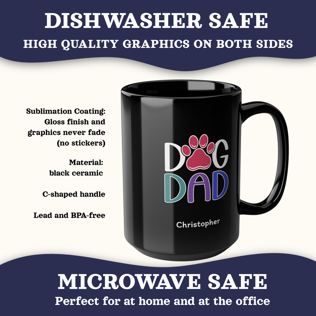 Custom Dog Mug, Personalized Dog Dad Gifts Cup, Fathers Day Mug, Dog Dad Mug, Gift for him Mug