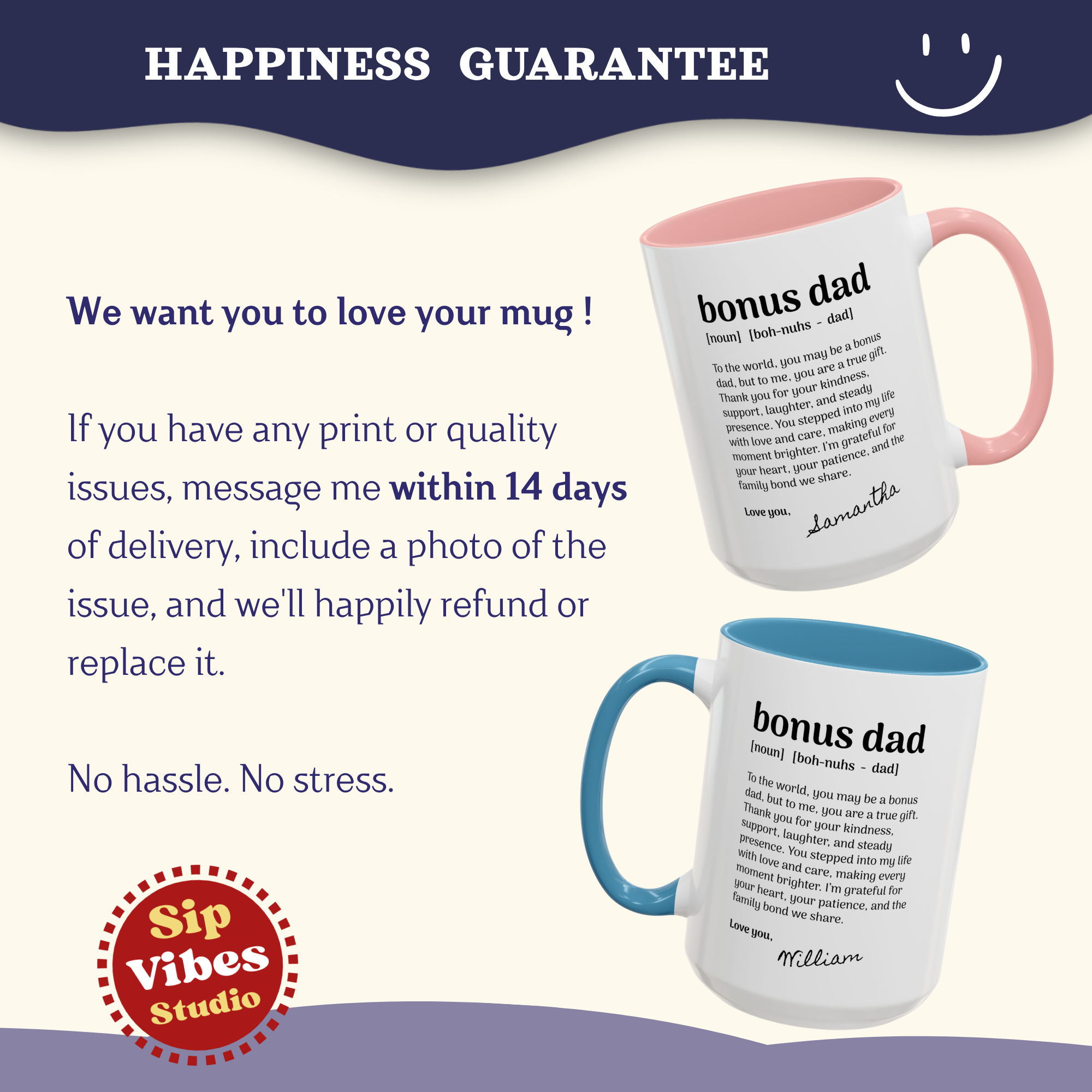 Personalized Bonus Dad Gift, Fathers Day Mugs, Custom Step Dad Gifts Coffee Mug, Personalizable Dad Cup