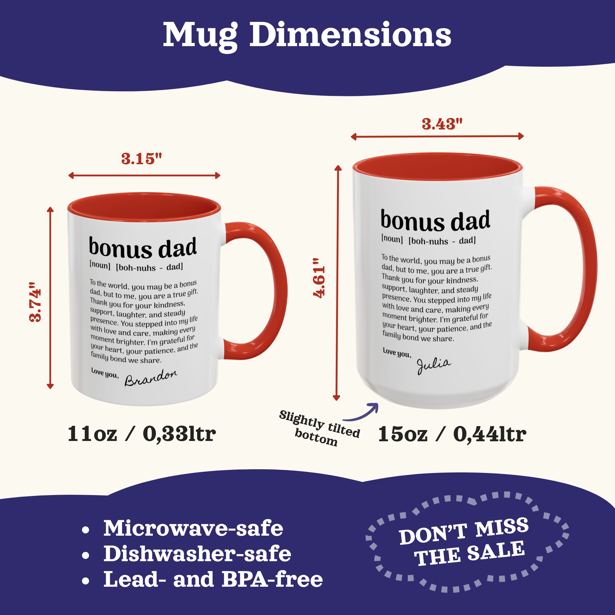 Personalized Bonus Dad Gift, Fathers Day Mugs, Custom Step Dad Gifts Coffee Mug, Personalizable Dad Cup