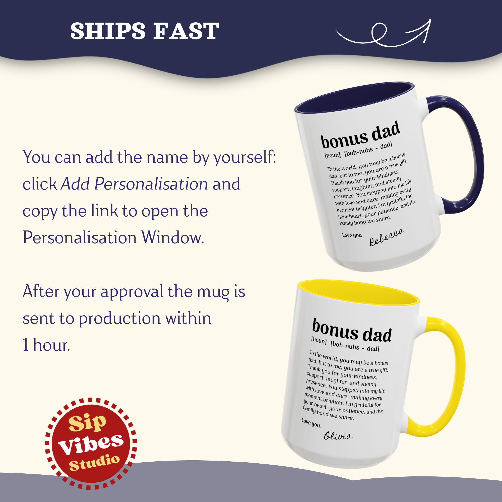 Personalized Bonus Dad Gift, Fathers Day Mugs, Custom Step Dad Gifts Coffee Mug, Personalizable Dad Cup