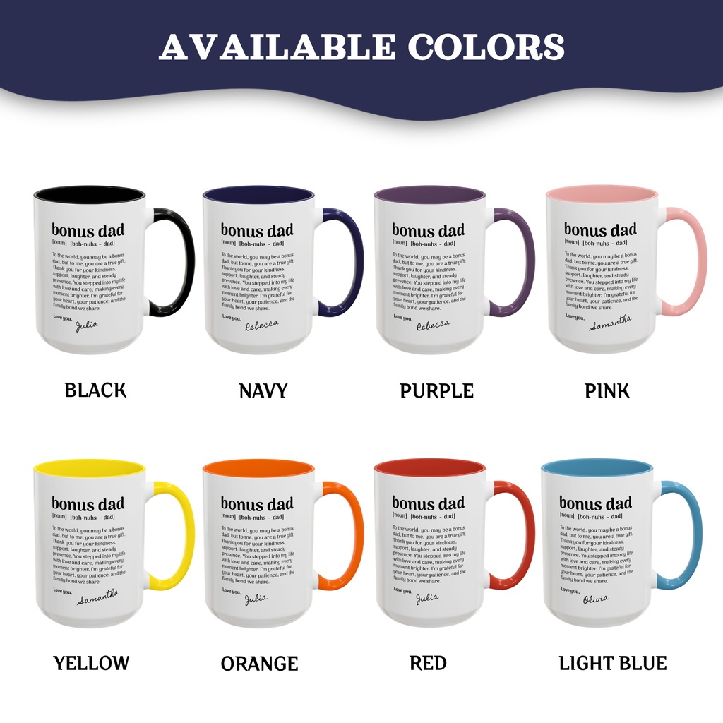 Personalized Bonus Dad Gift, Fathers Day Mugs, Custom Step Dad Gifts Coffee Mug, Personalizable Dad Cup