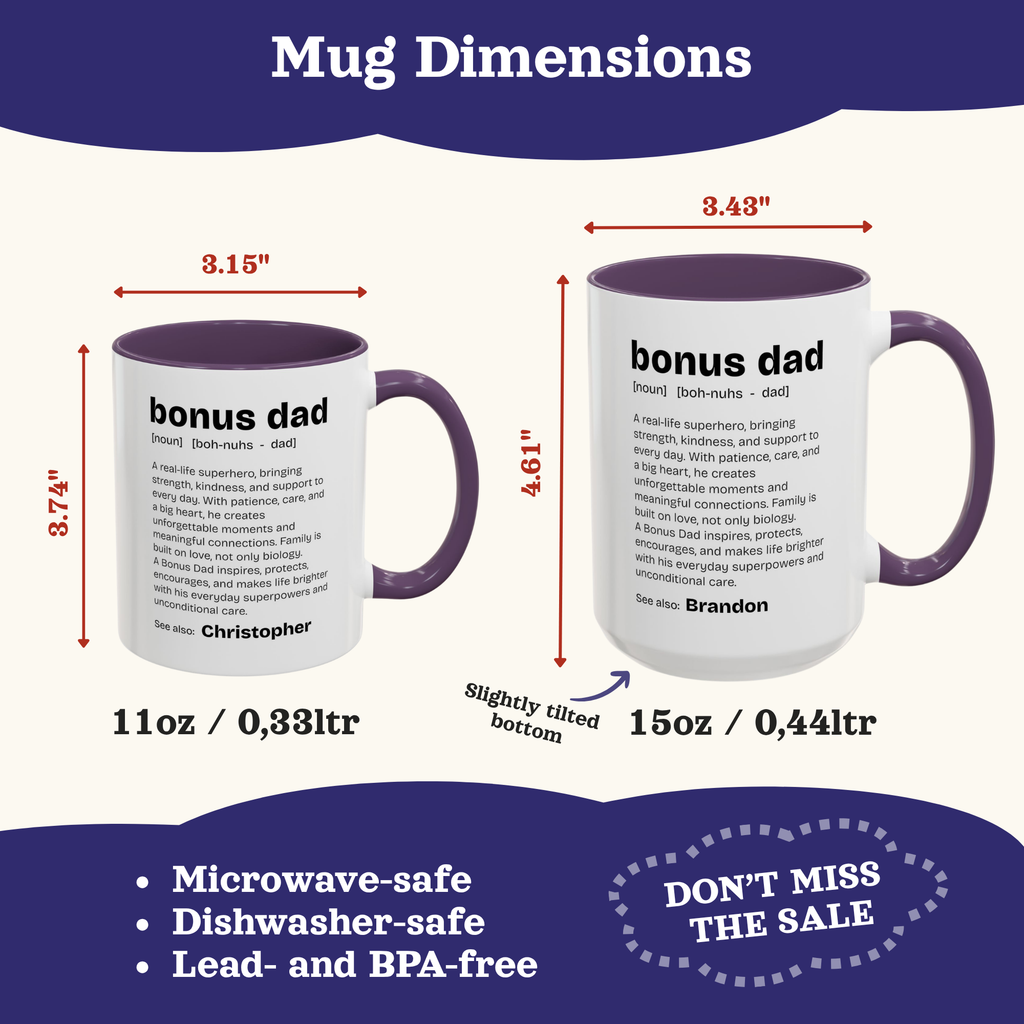Personalizable Fathers Day Mug, Bonus Dad Gift, Custom Step Dad Gifts coffee Mug, Personalized Dad Cup
