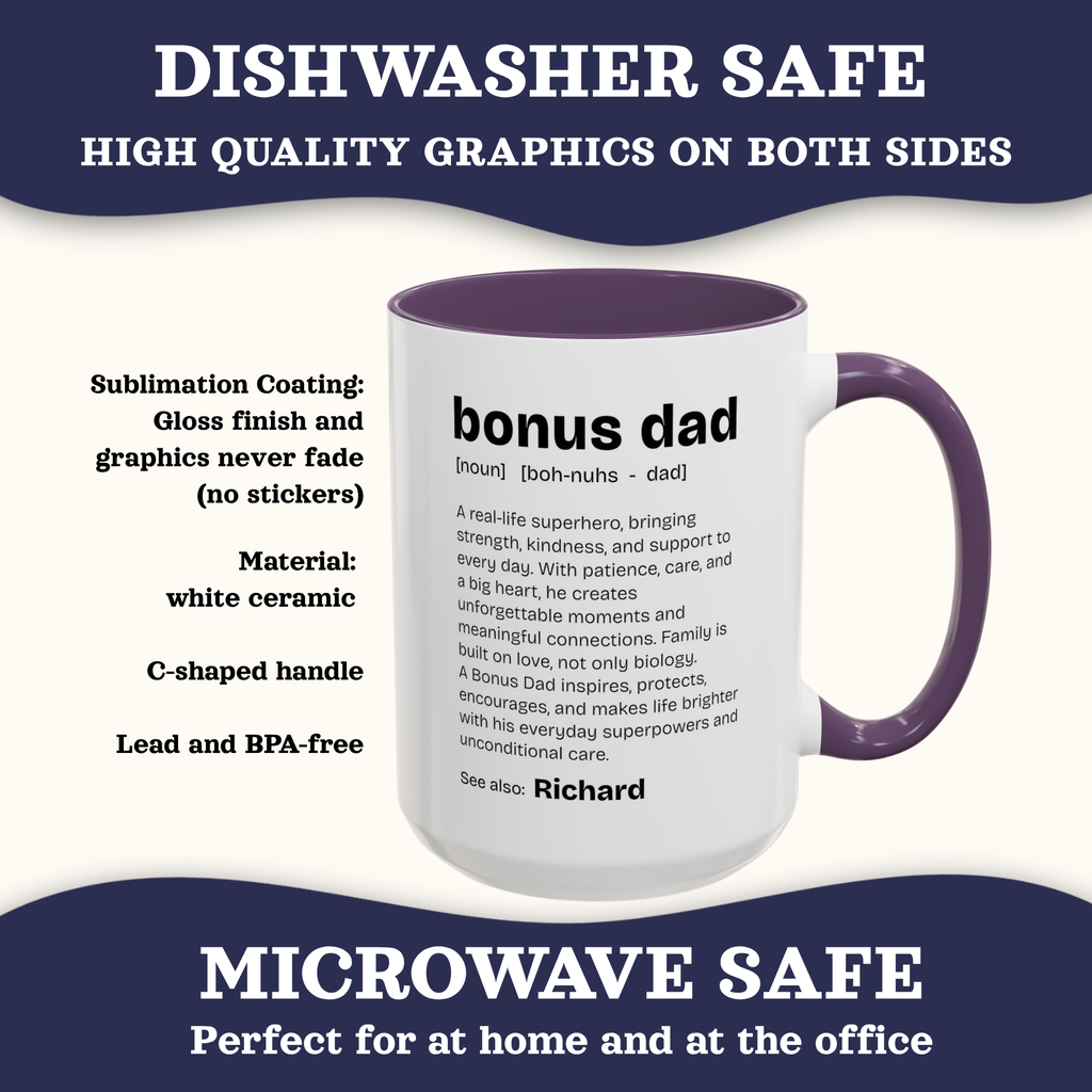 Personalizable Fathers Day Mug, Bonus Dad Gift, Custom Step Dad Gifts coffee Mug, Personalized Dad Cup