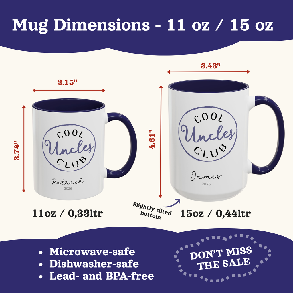 Personalized Cool Uncles Club Mug, Uncle Gift, Brother Gift Mug, Brother in Law Gifts, Cool Uncle Cup, Custom Uncle Cup, Fathers Day Mug