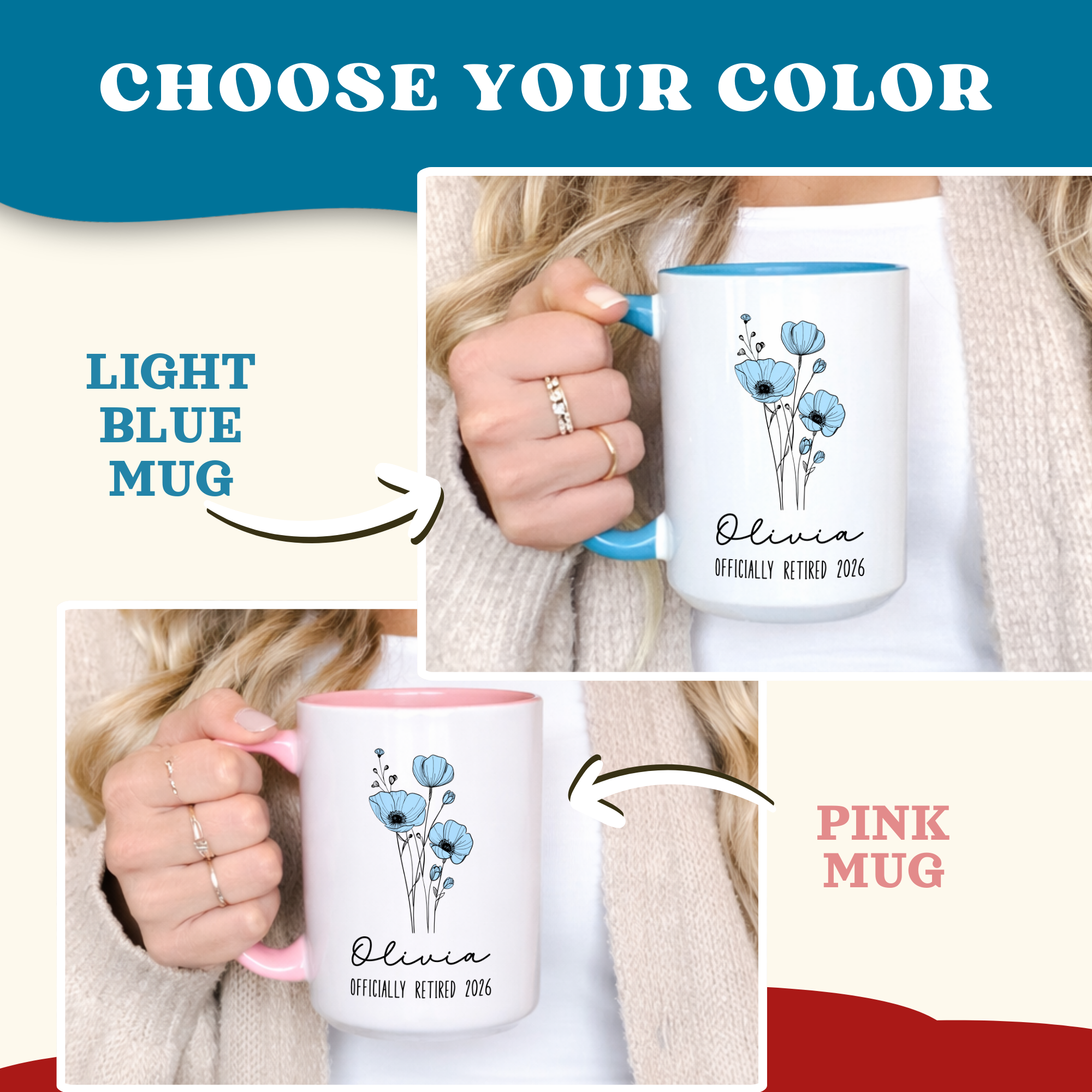 Custom Retirement Mug, Retired Mug, Personalized Retirement Gift, Officially Retired Cup For Her, Coworker, Teacher