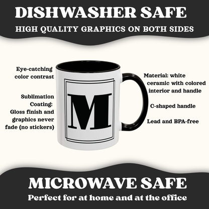 Dishwasher and Micowave safe, showing features of the accent color mug.
