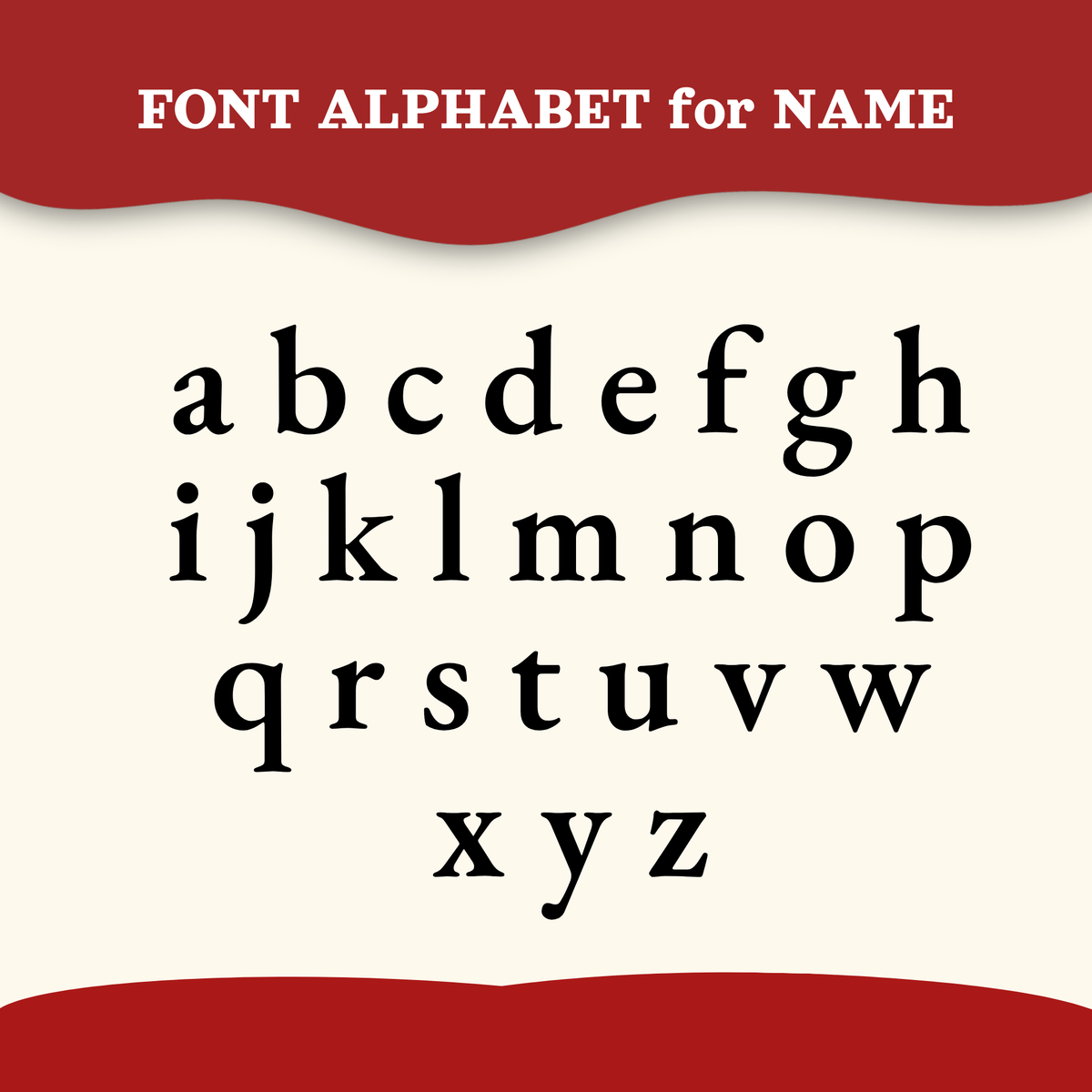 Font alphabet used for the name