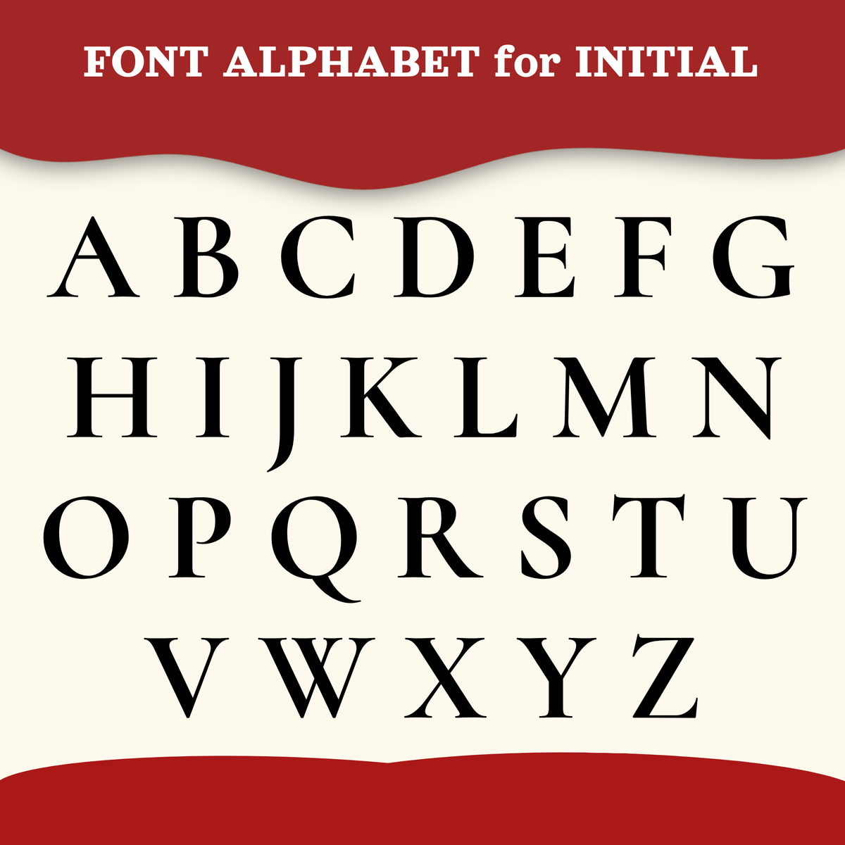 Font alphabet used for the initial