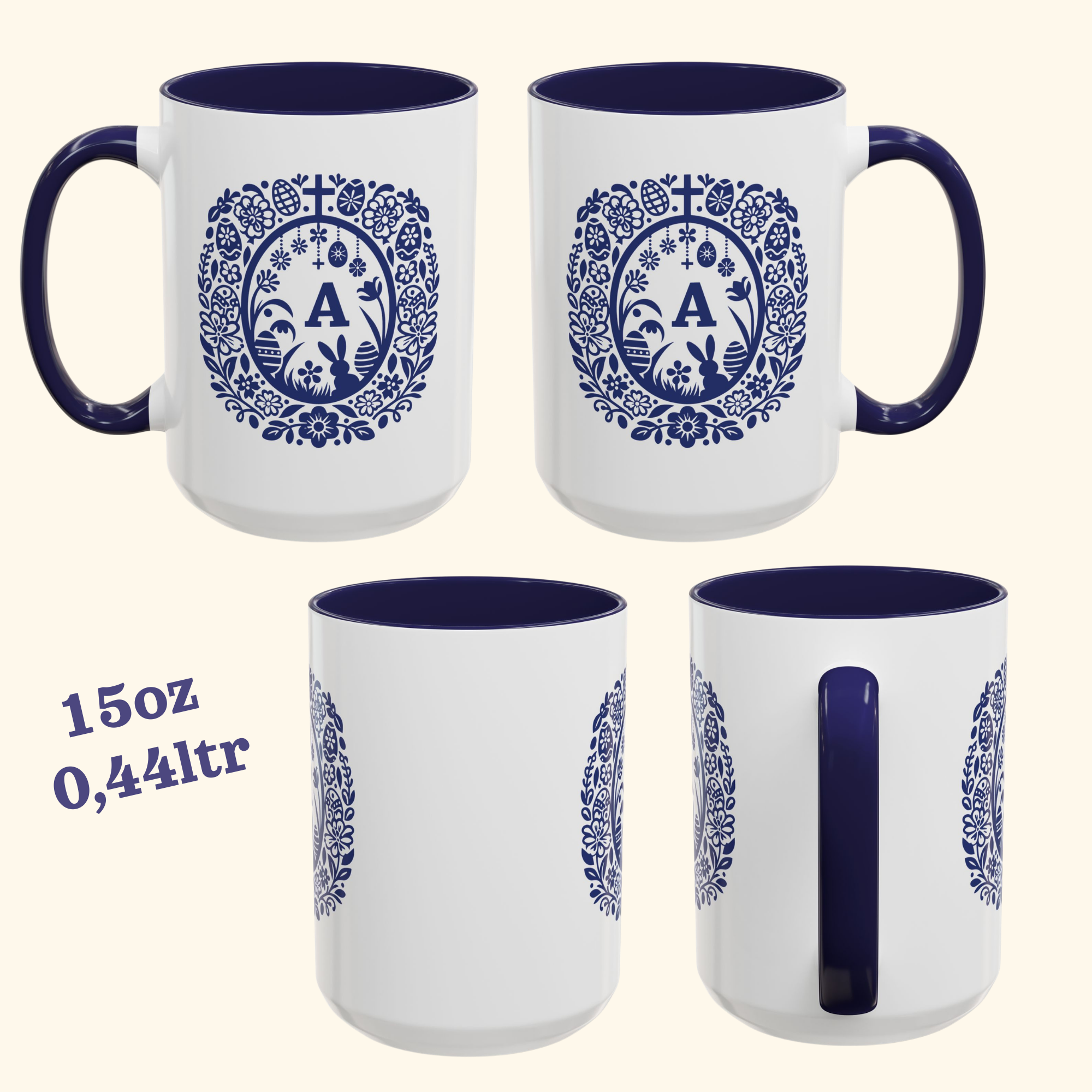 Easter monogram wreath accent mug – additional product image