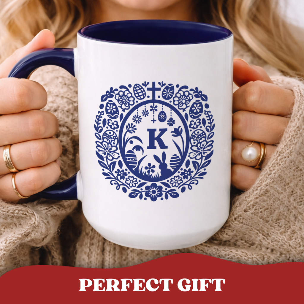 Easter monogram wreath accent mug – additional product image