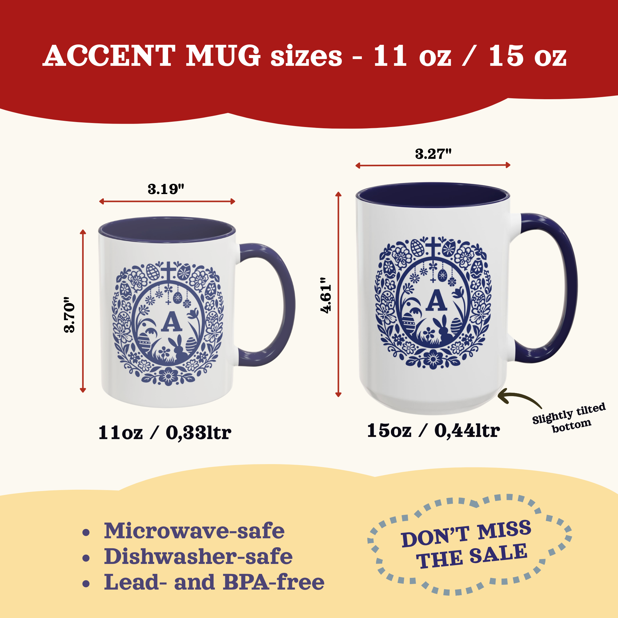 Personalized Easter Monogram Wreath Mug – Blue Folk Initial Accent Cup