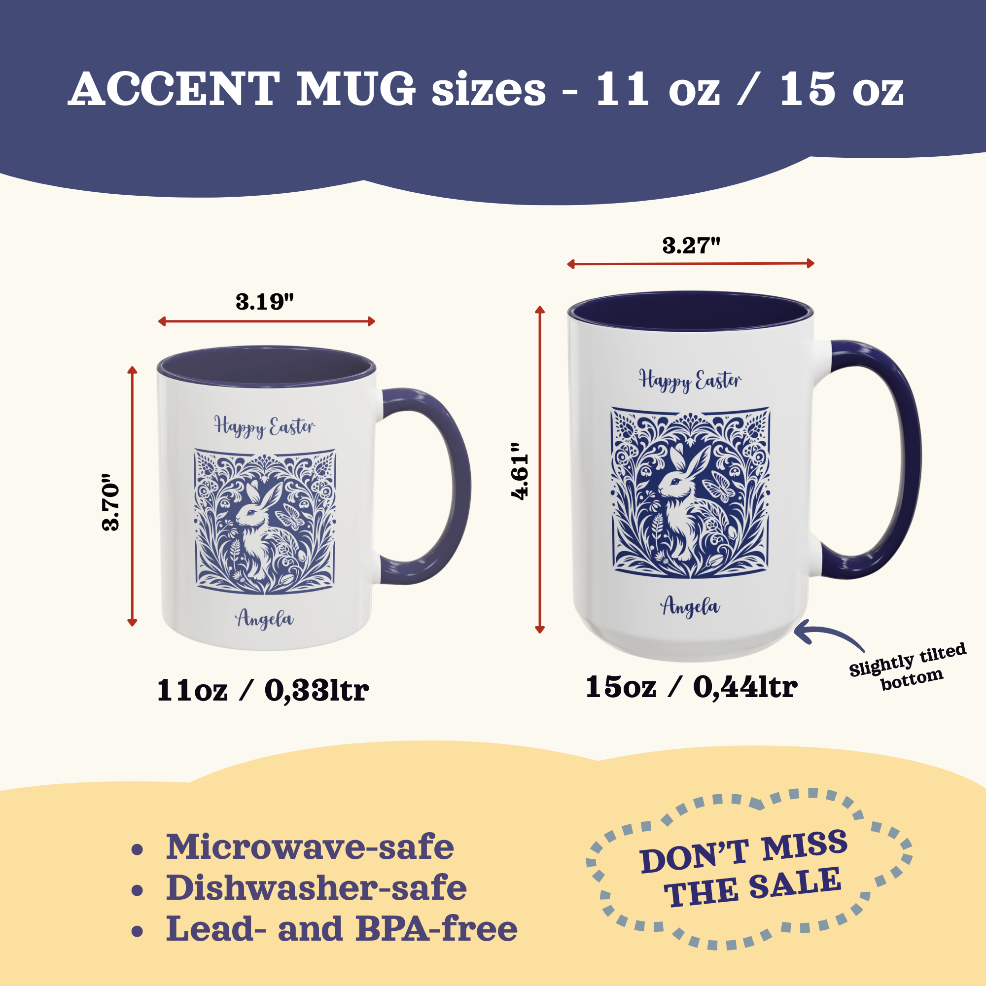 Folk garden bunny Easter accent mug – additional product image