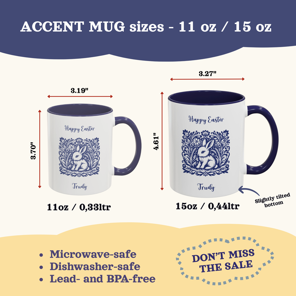 Folk bunny Easter accent mug – additional product image