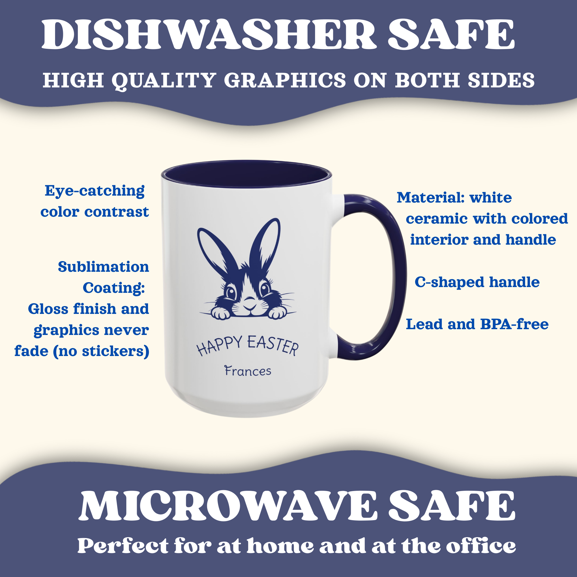 Peeking bunny Easter accent mug – additional product image