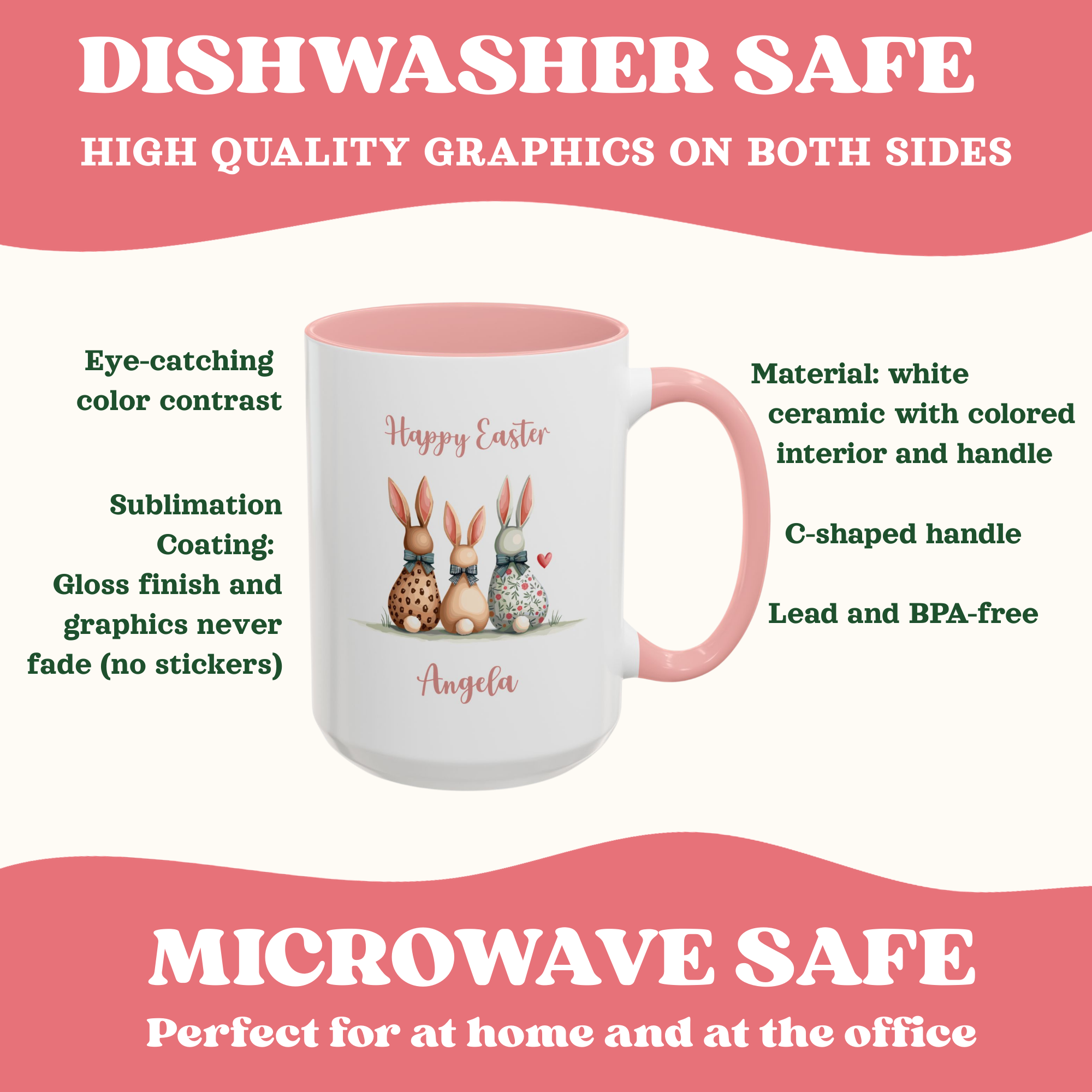 Personalizable Happy Bunnies Easter Mug
