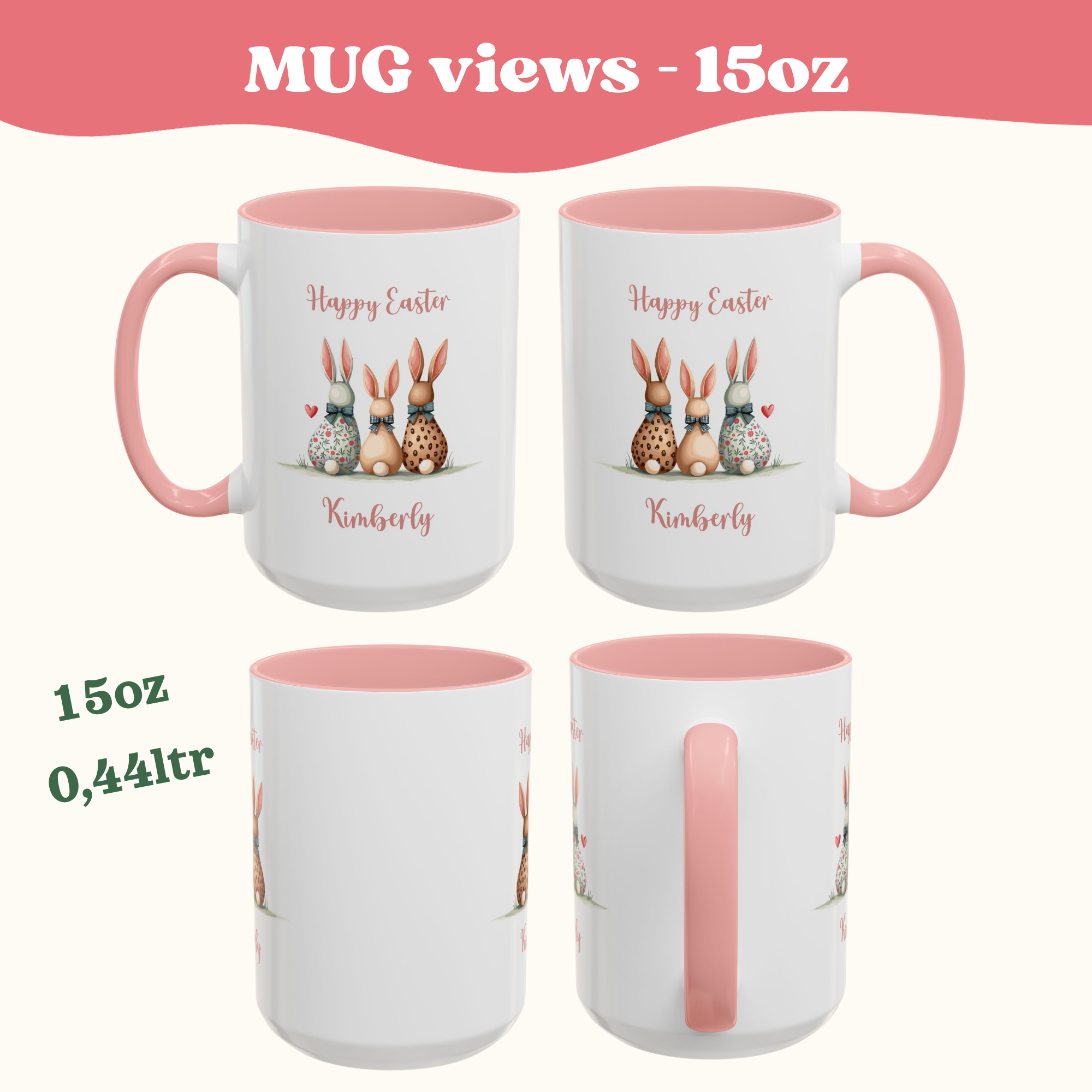 Personalizable Happy Bunnies Easter Mug