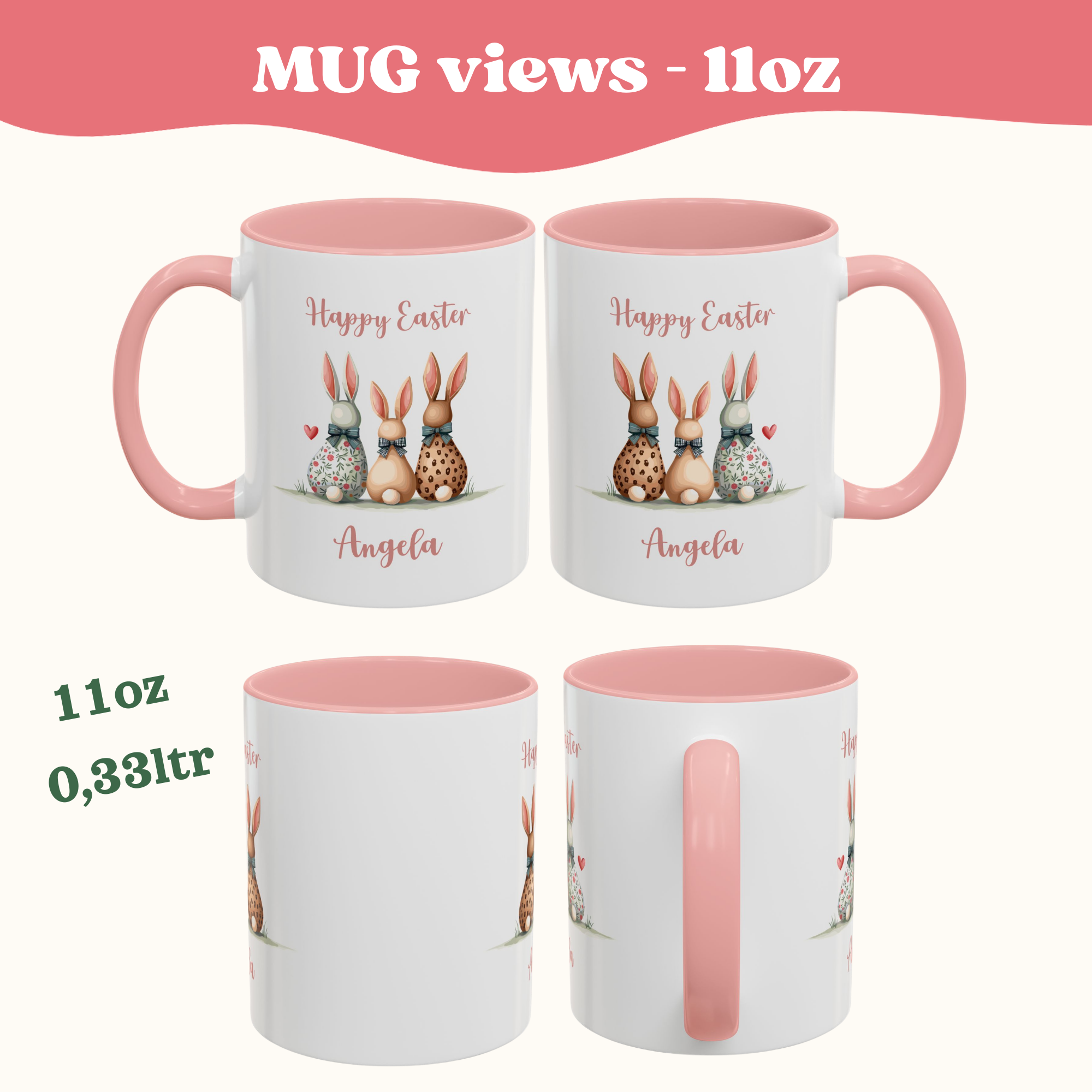 Personalizable Happy Bunnies Easter Mug