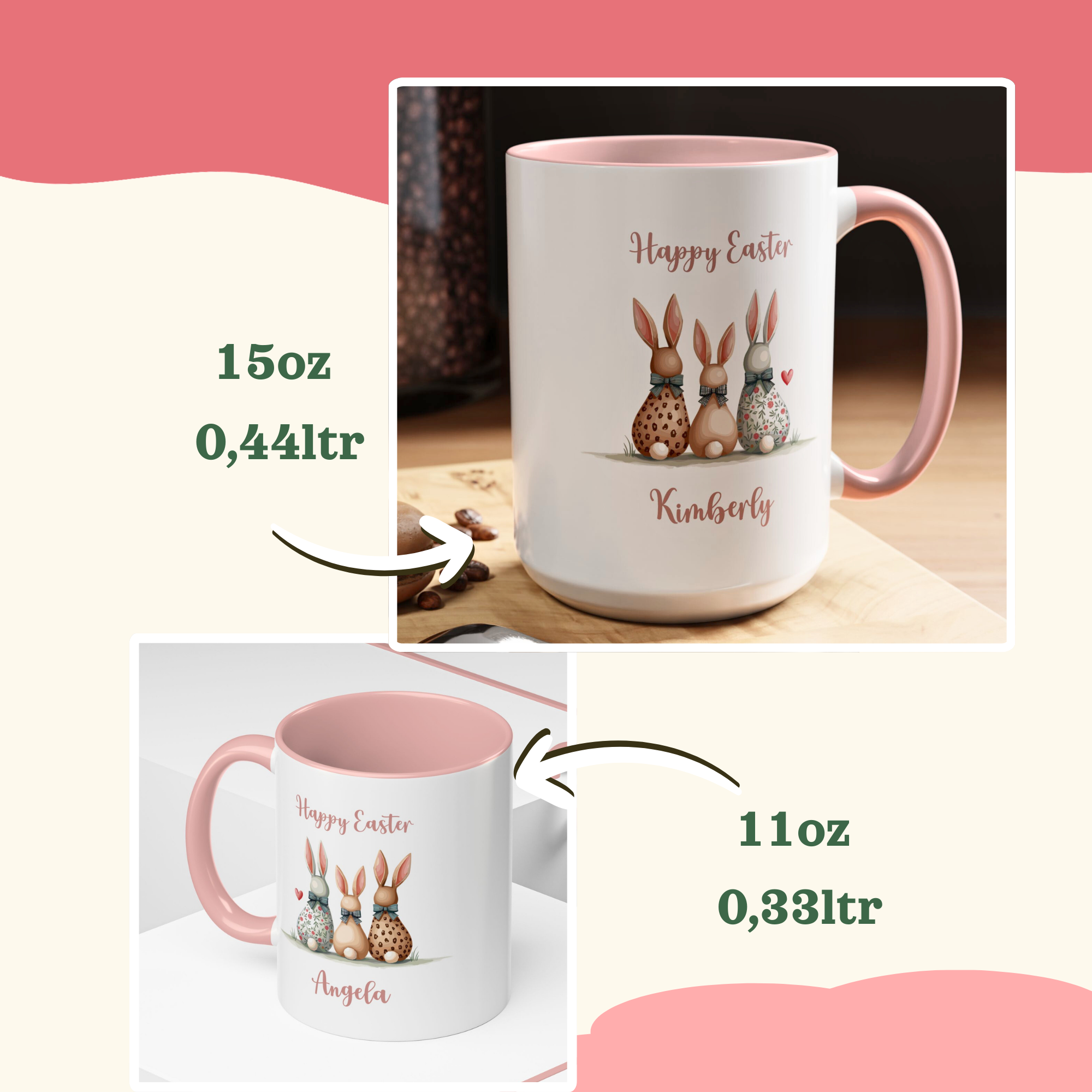 Personalizable Happy Bunnies Easter Mug