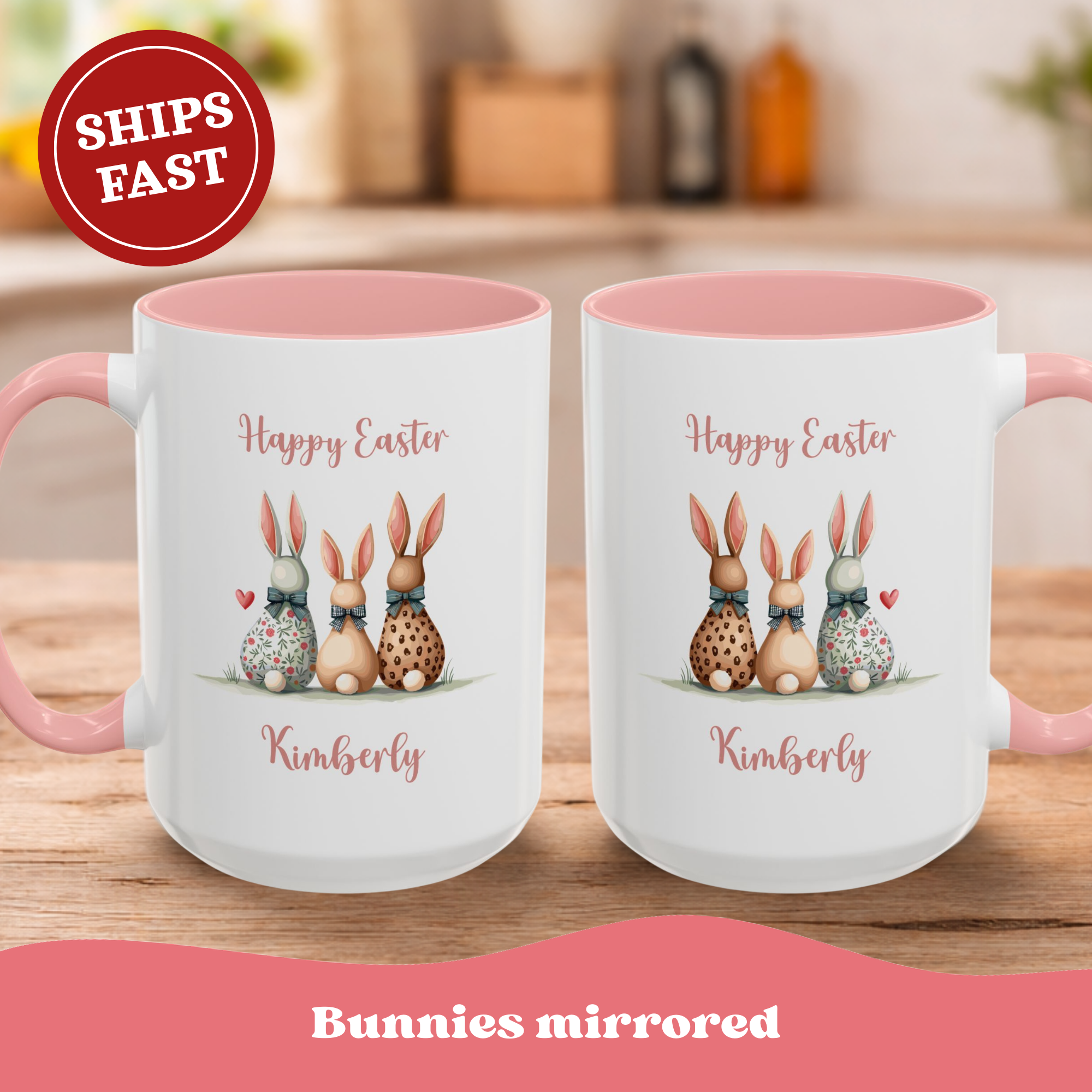 Personalizable Happy Bunnies Easter Mug