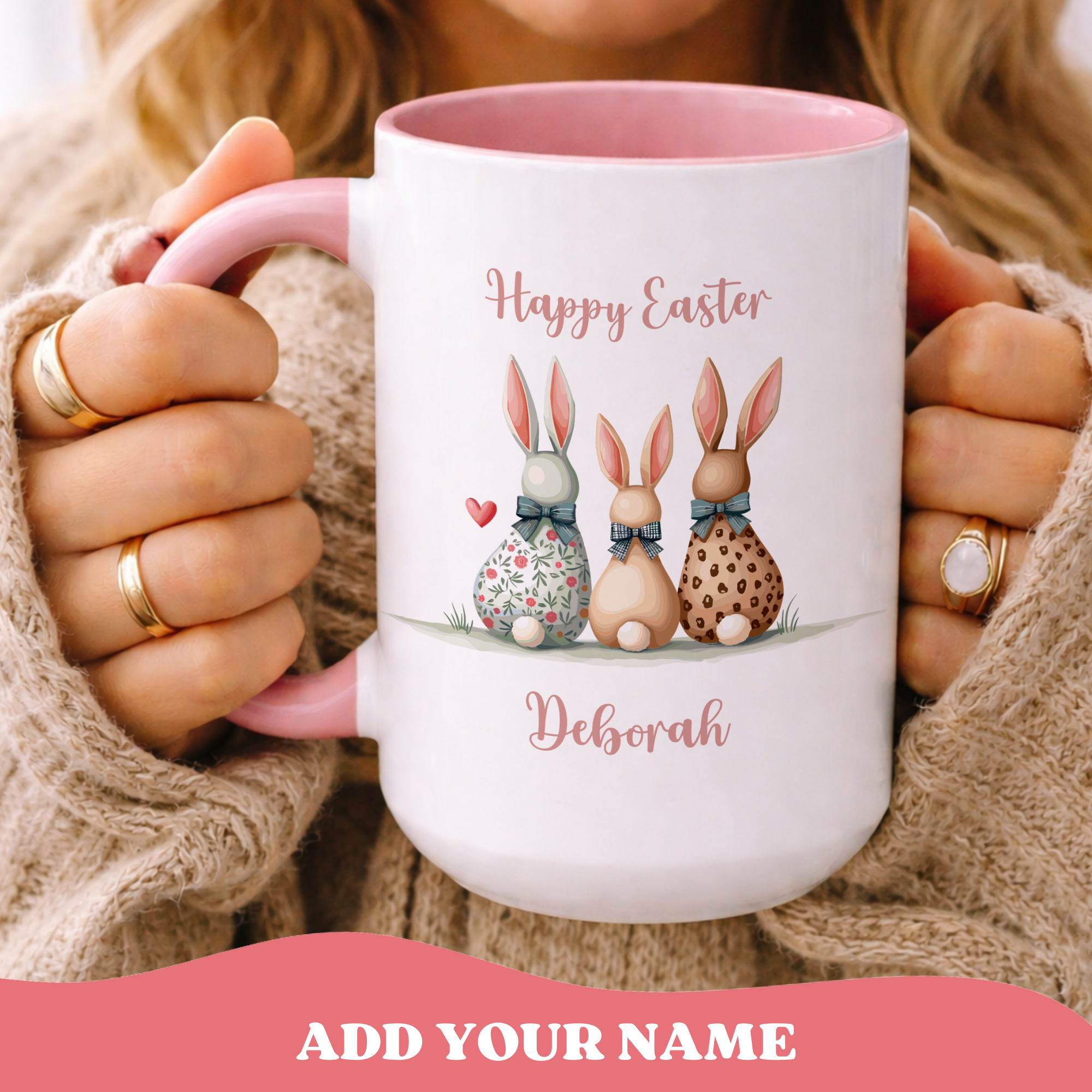 Personalizable Happy Bunnies Easter Mug