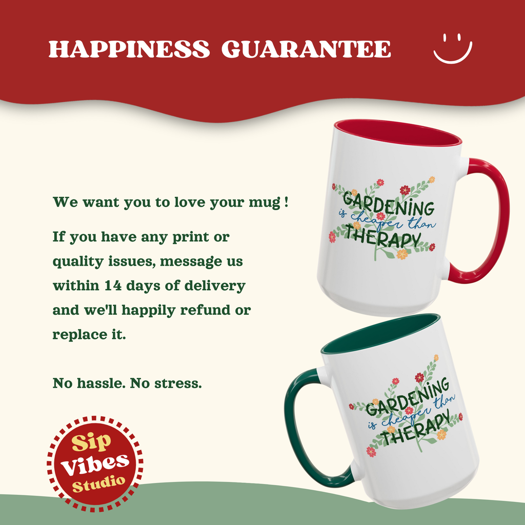 Gardeners Outdoor Mug - Gardening is cheaper than Therapy cup | Accent Coffee Mug