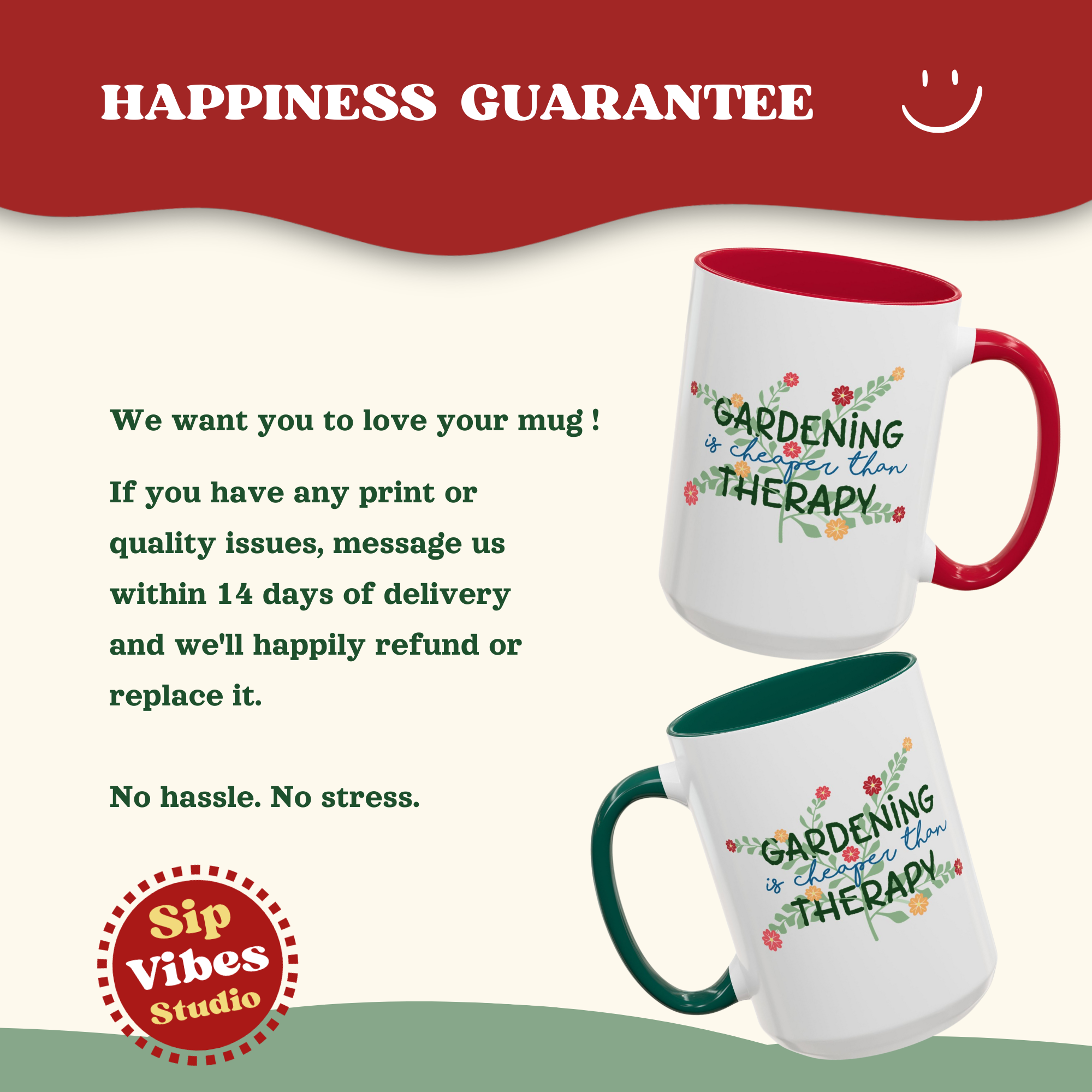 Gardeners Outdoor Mug - Gardening is cheaper than Therapy cup | Accent Coffee Mug