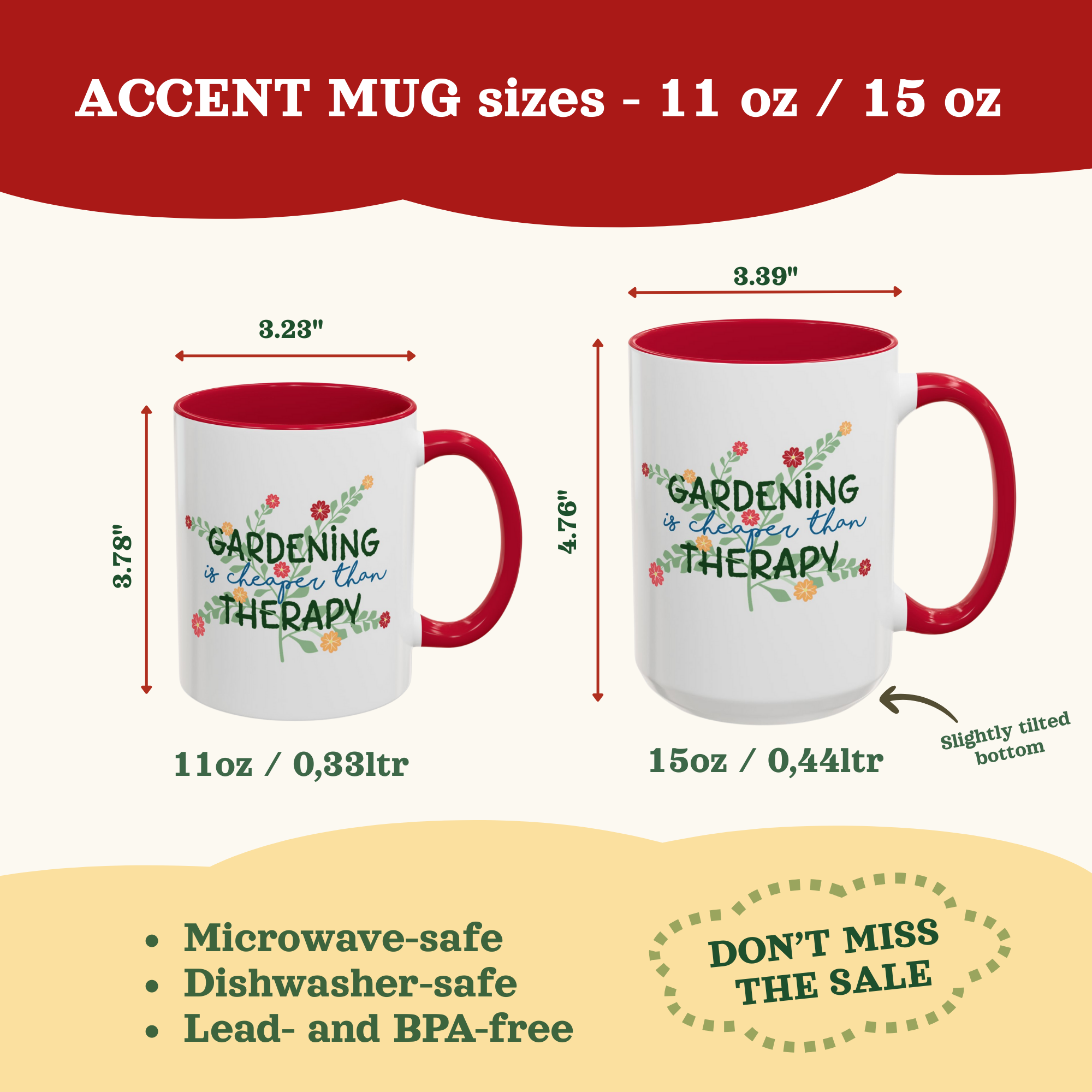 Gardeners Outdoor Mug - Gardening is cheaper than Therapy cup | Accent Coffee Mug