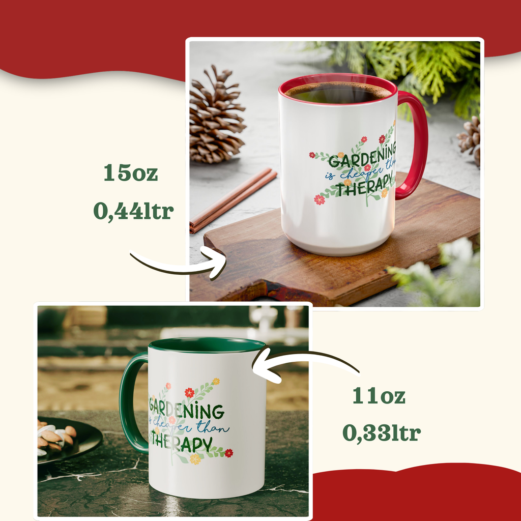 Gardeners Outdoor Mug - Gardening is cheaper than Therapy cup | Accent Coffee Mug