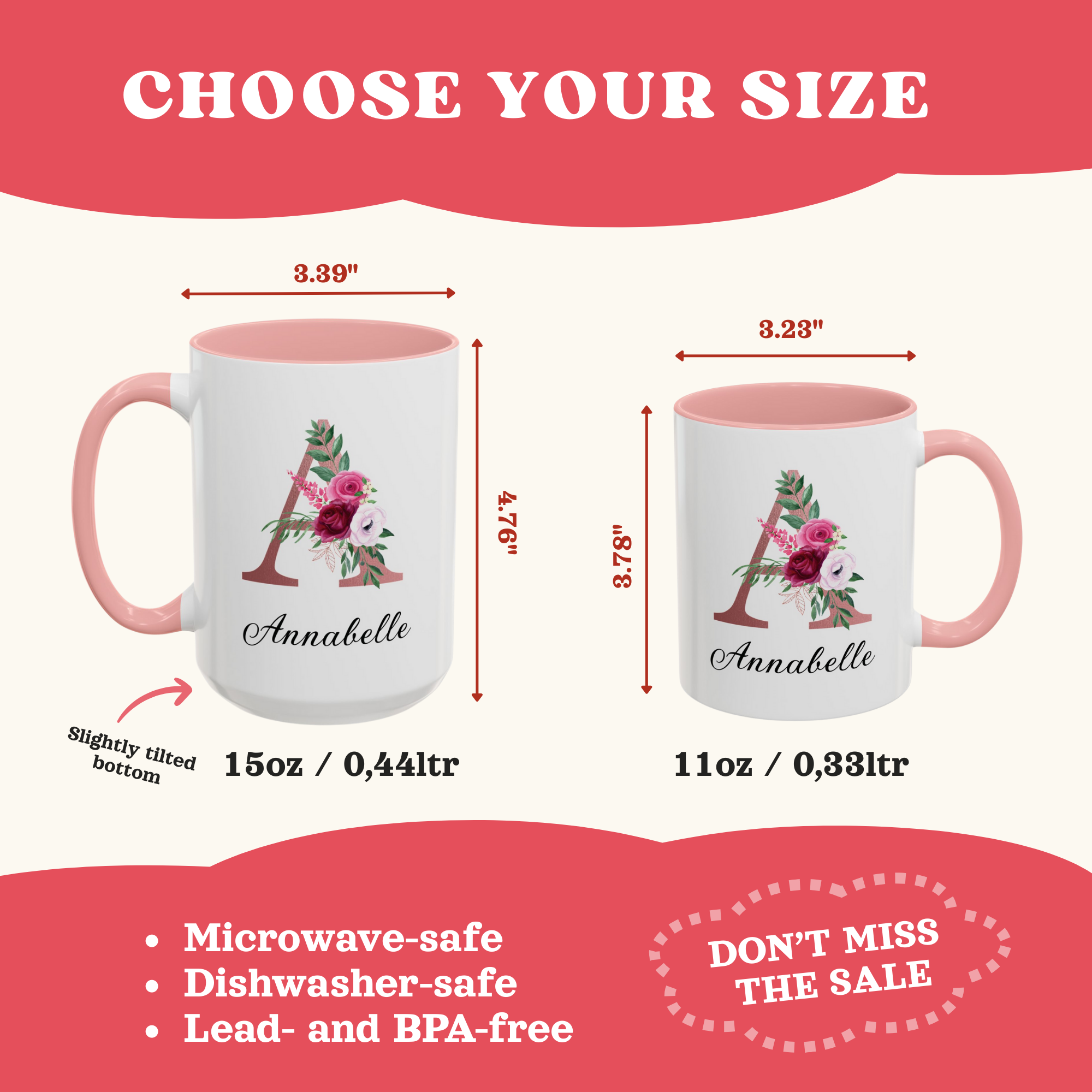 Custom Floral Name Mug, Personalized Initial Mug with Name, Custom Floral Letter Mug, Monogram Letter Mug, Personalized Initial Coffee Mug