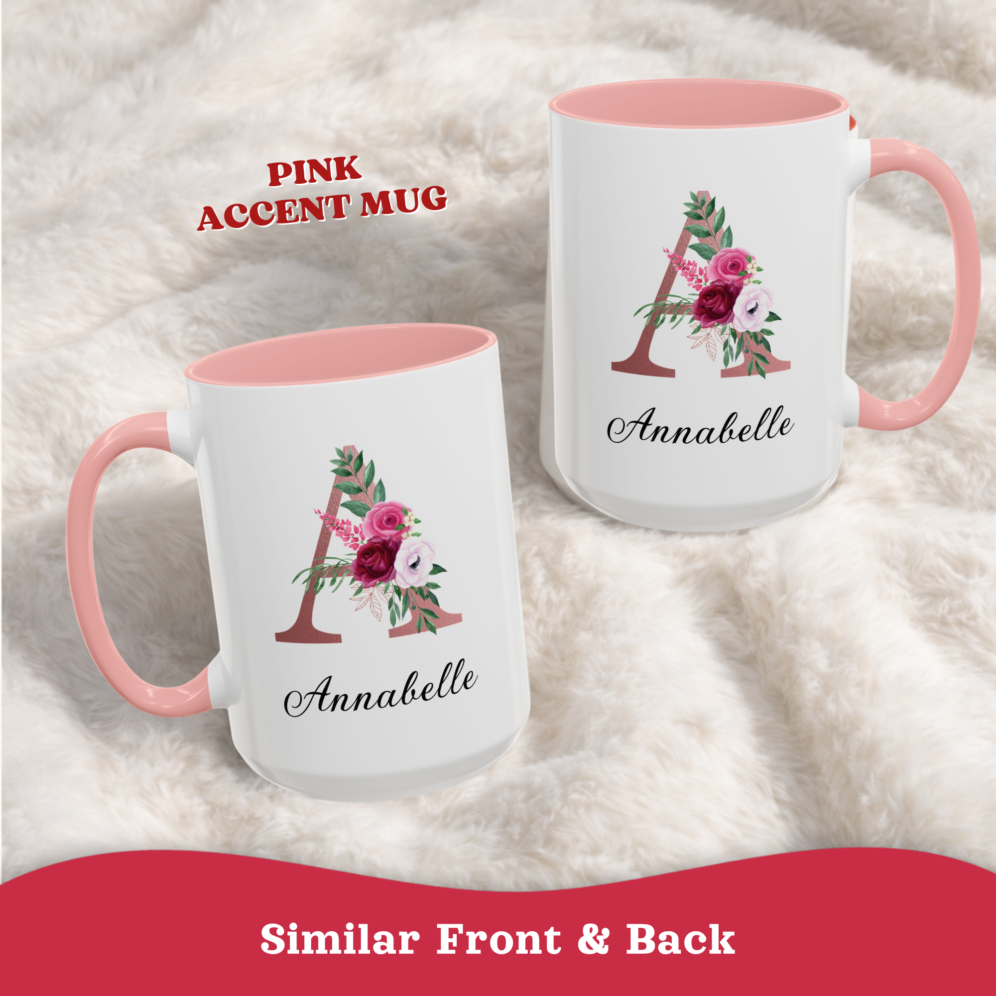 Custom Floral Name Mug, Personalized Initial Mug with Name, Custom Floral Letter Mug, Monogram Letter Mug, Personalized Initial Coffee Mug