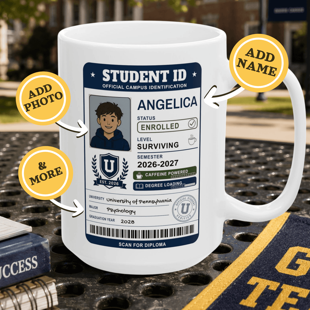Personalized Back to School Mug, Student ID Mug, College Coffee Cup,