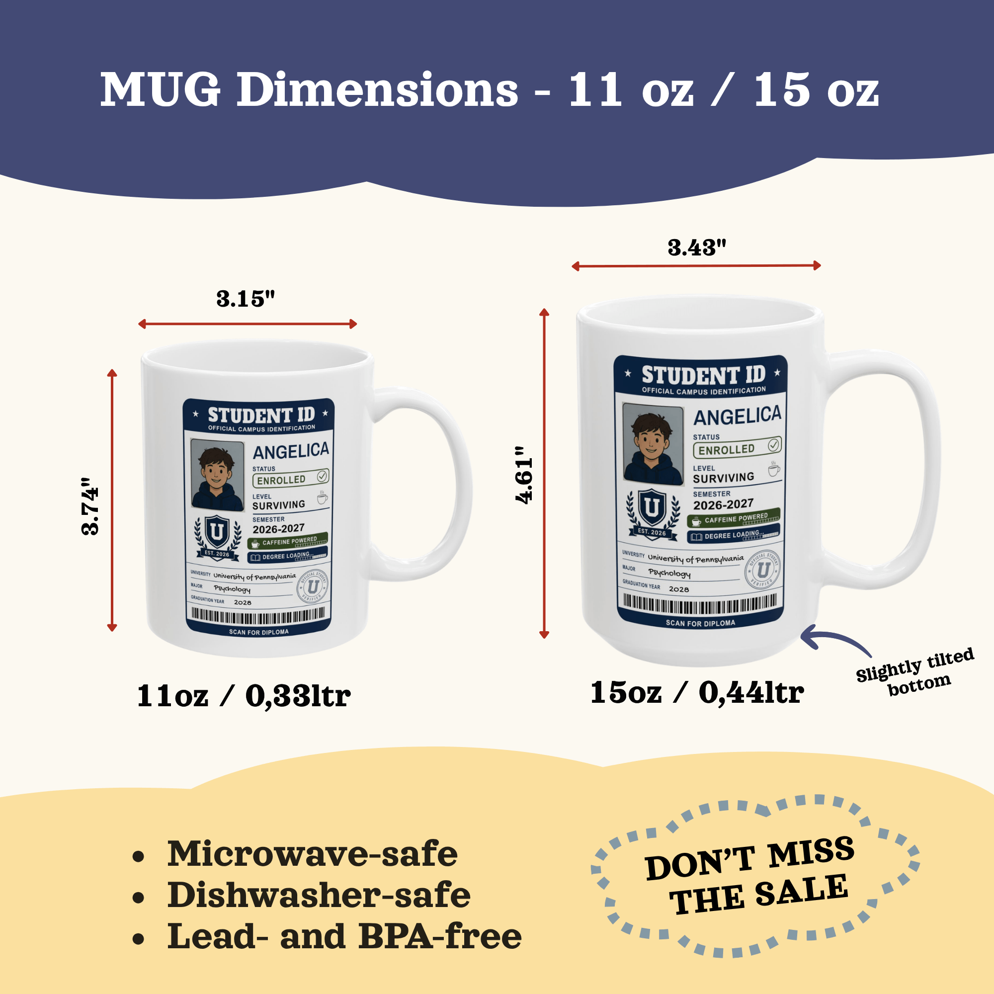 Personalized Back to School Mug, Student ID Mug, College Coffee Cup,