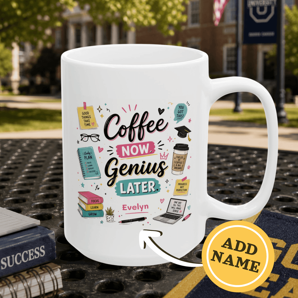 Personalized Back to School College Mug, Custom Name Mug, Personalizable Student Coffee Cup,