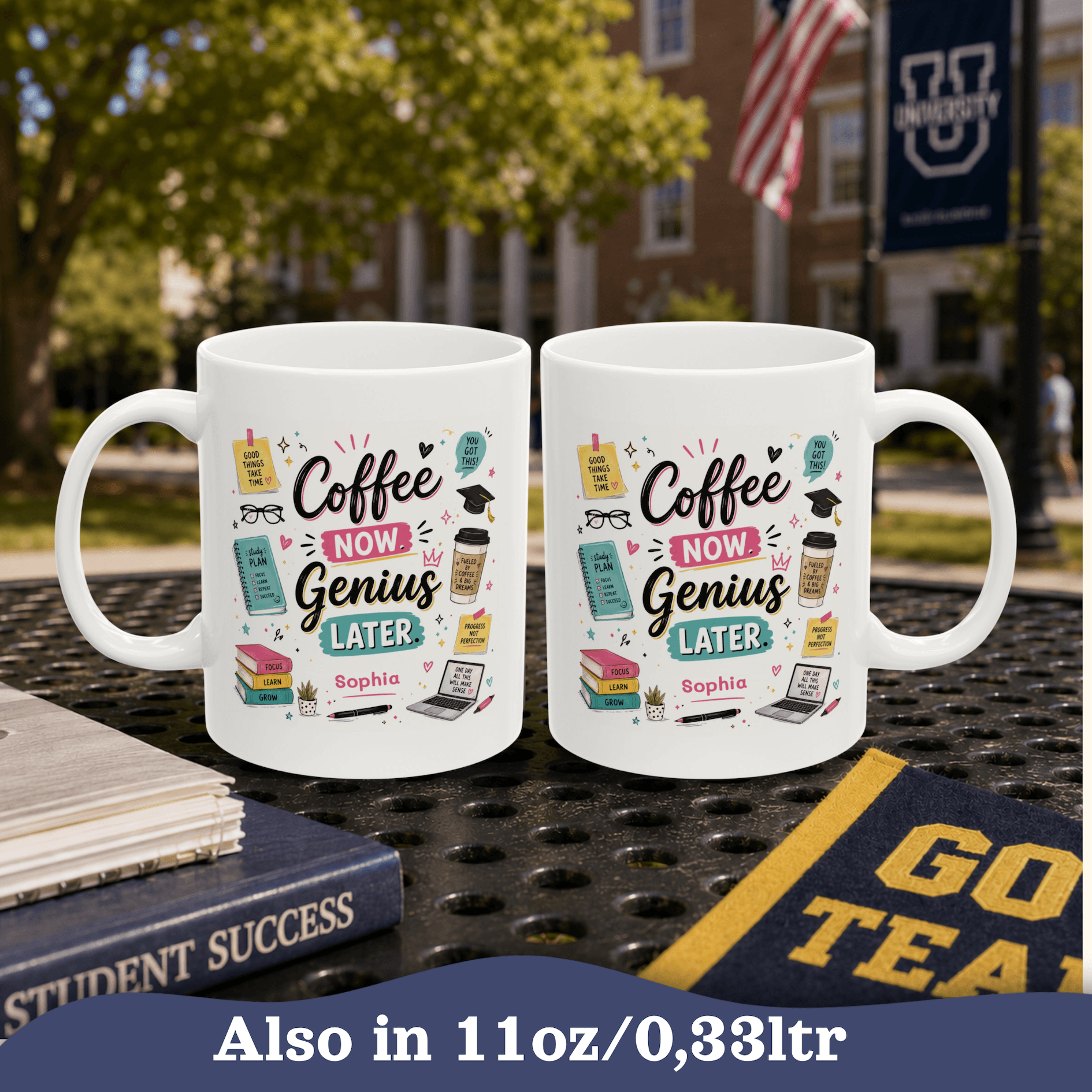 Personalized Back to School College Mug, Custom Name Mug, Personalizable Student Coffee Cup,