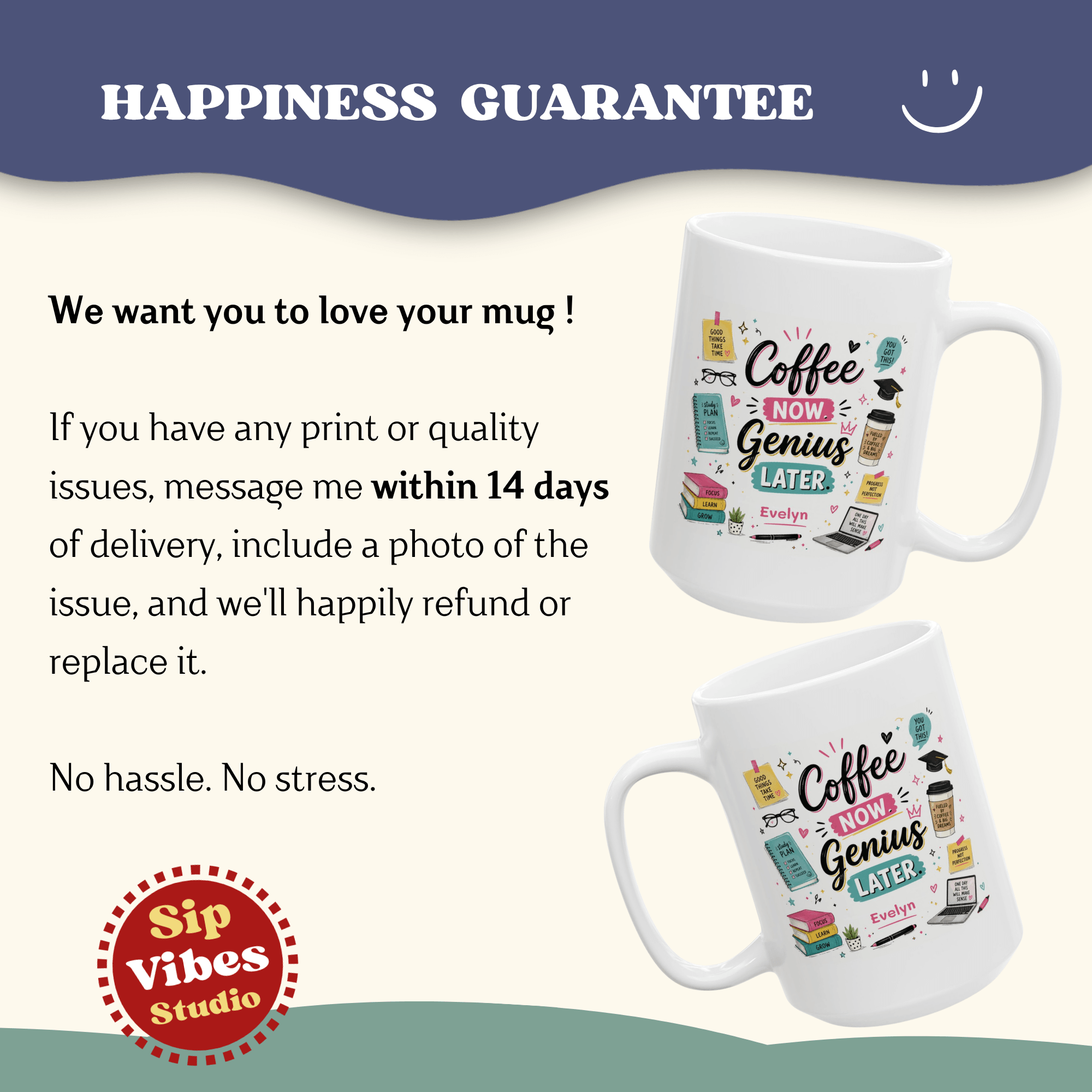Personalized Back to School College Mug, Custom Name Mug, Personalizable Student Coffee Cup,
