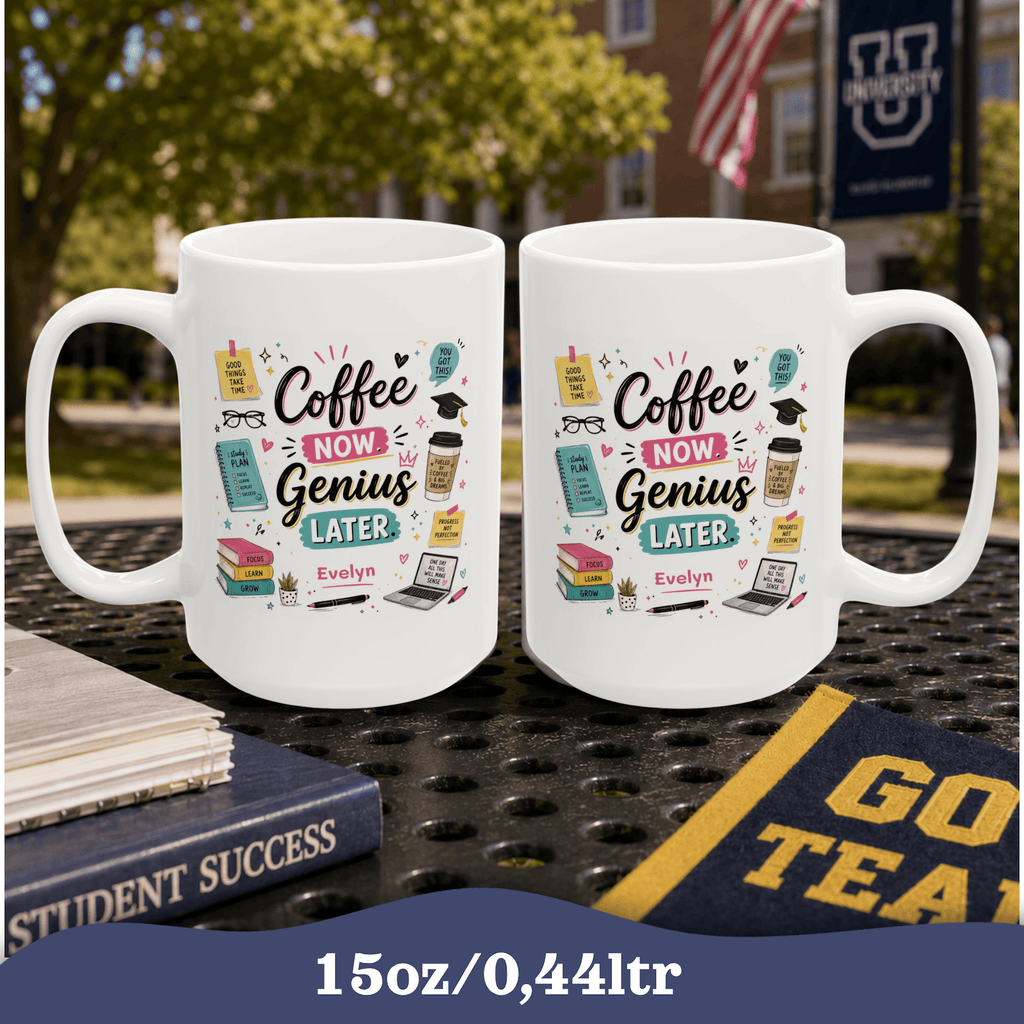 Personalized Back to School College Mug, Custom Name Mug, Personalizable Student Coffee Cup,
